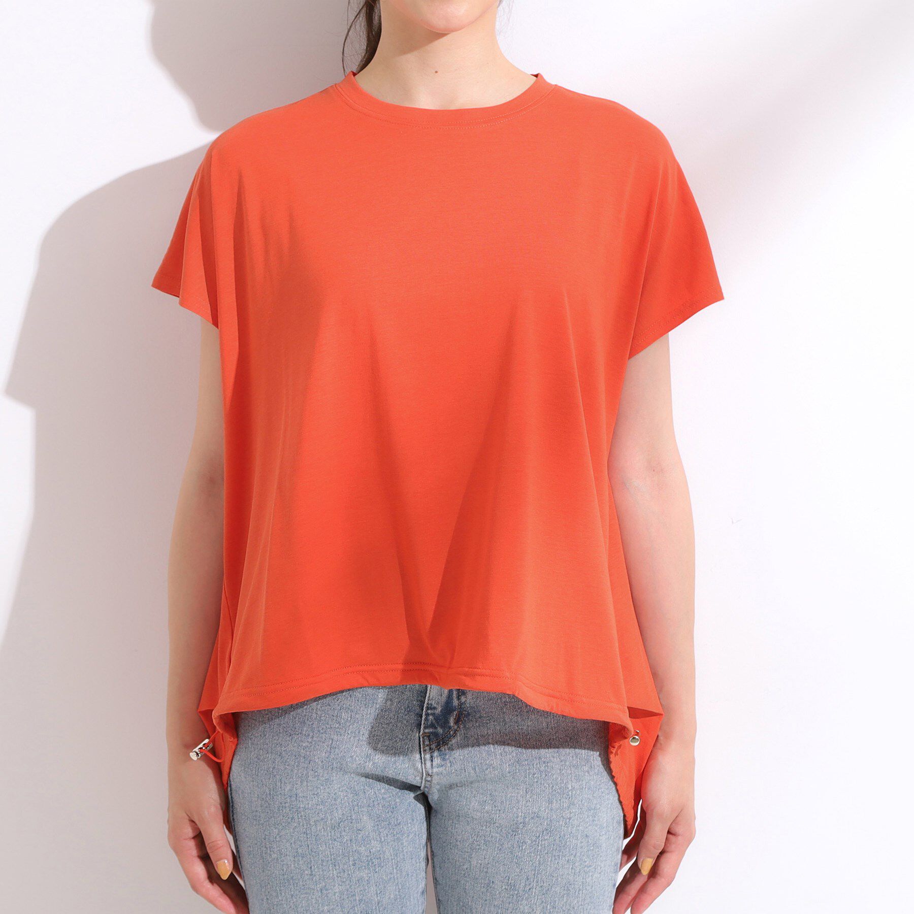 SHOO･LA･RUE「【ひんやり】裾が絞れる フレンチスリーブトップス」|Tシャツ・カットソー|