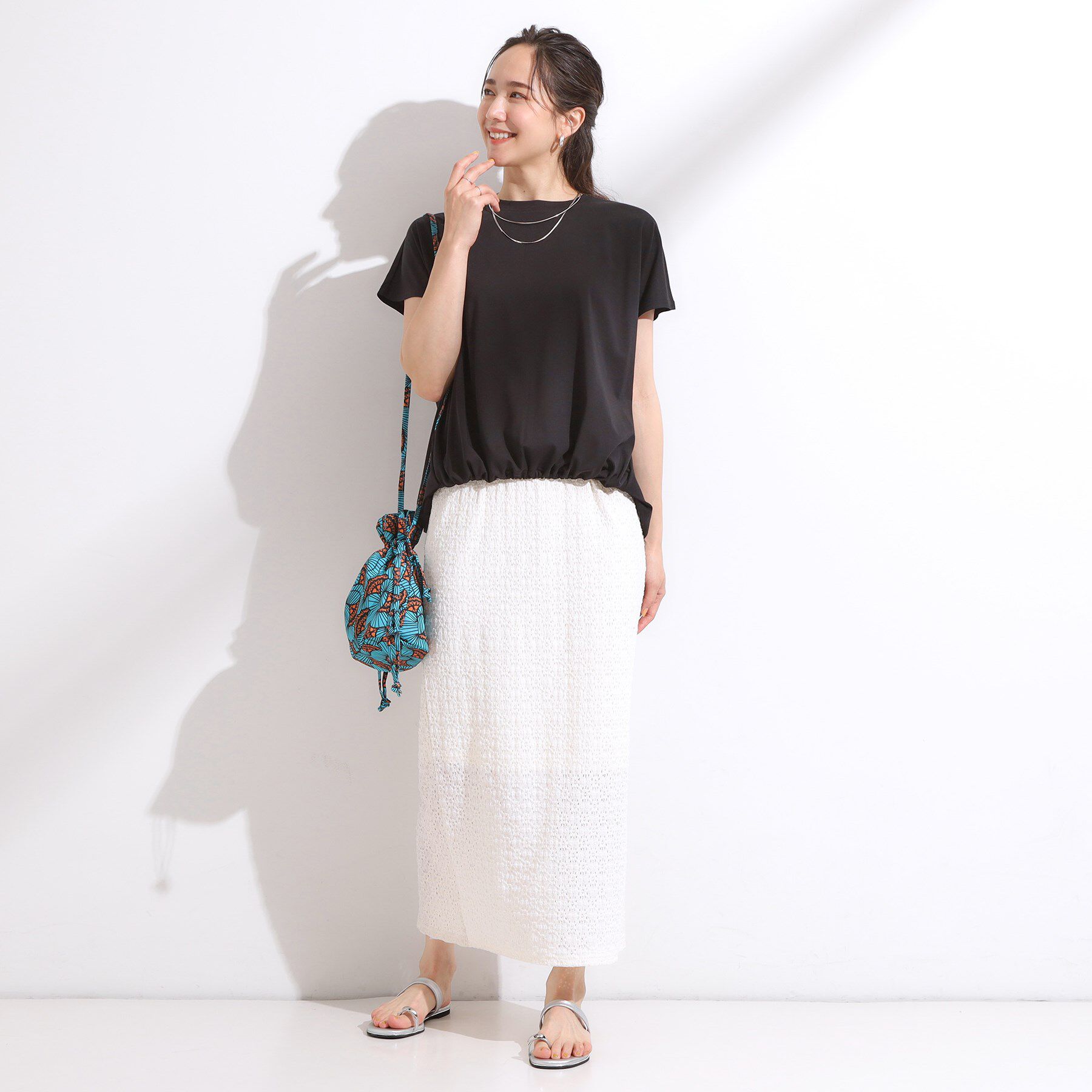 SHOO･LA･RUE「【ひんやり】裾が絞れる フレンチスリーブトップス」|Tシャツ・カットソー|