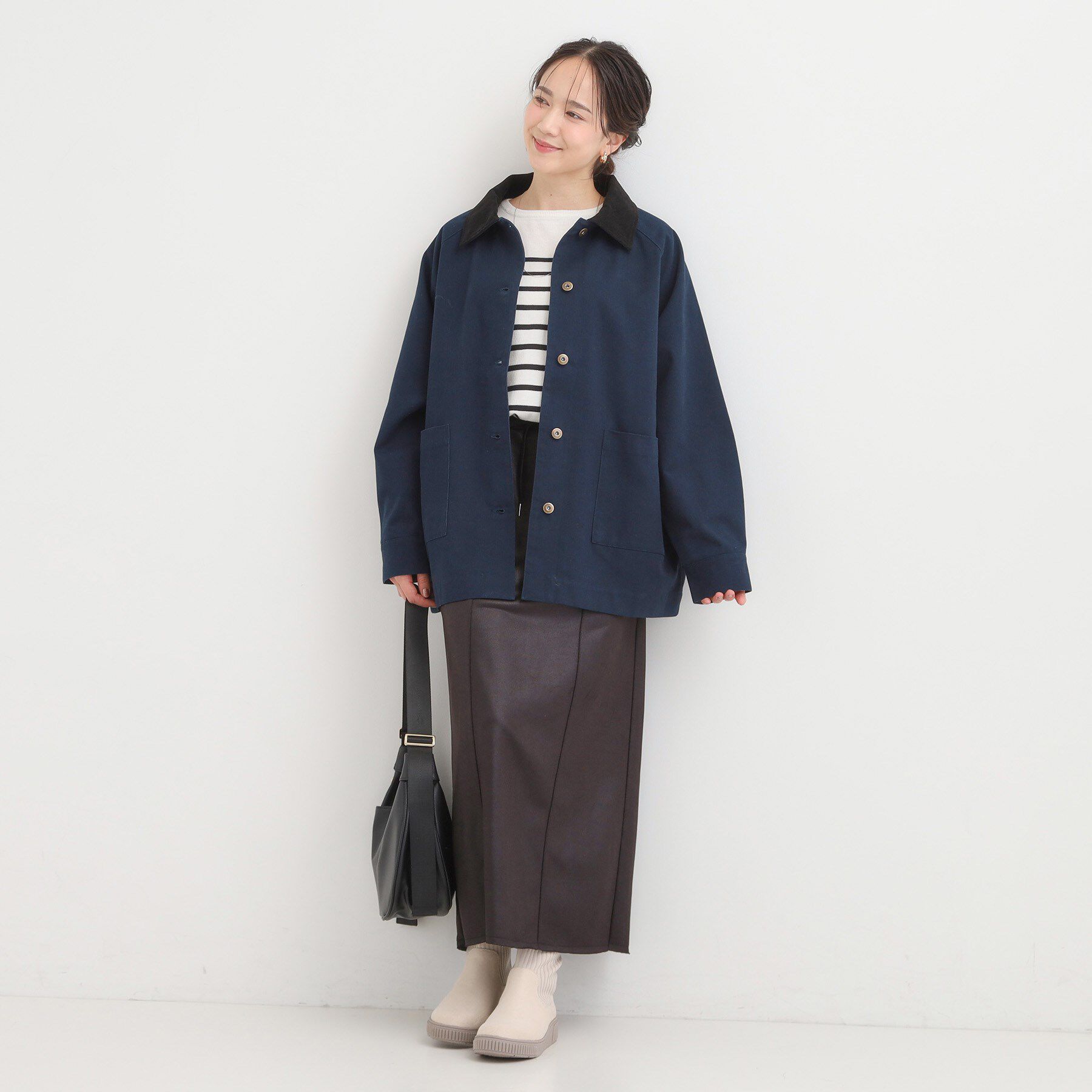 SHOO･LA･RUE「【S-LL】オーバーシルエットでこなれ感 襟コール カバーオール」|ステンカラーコート|