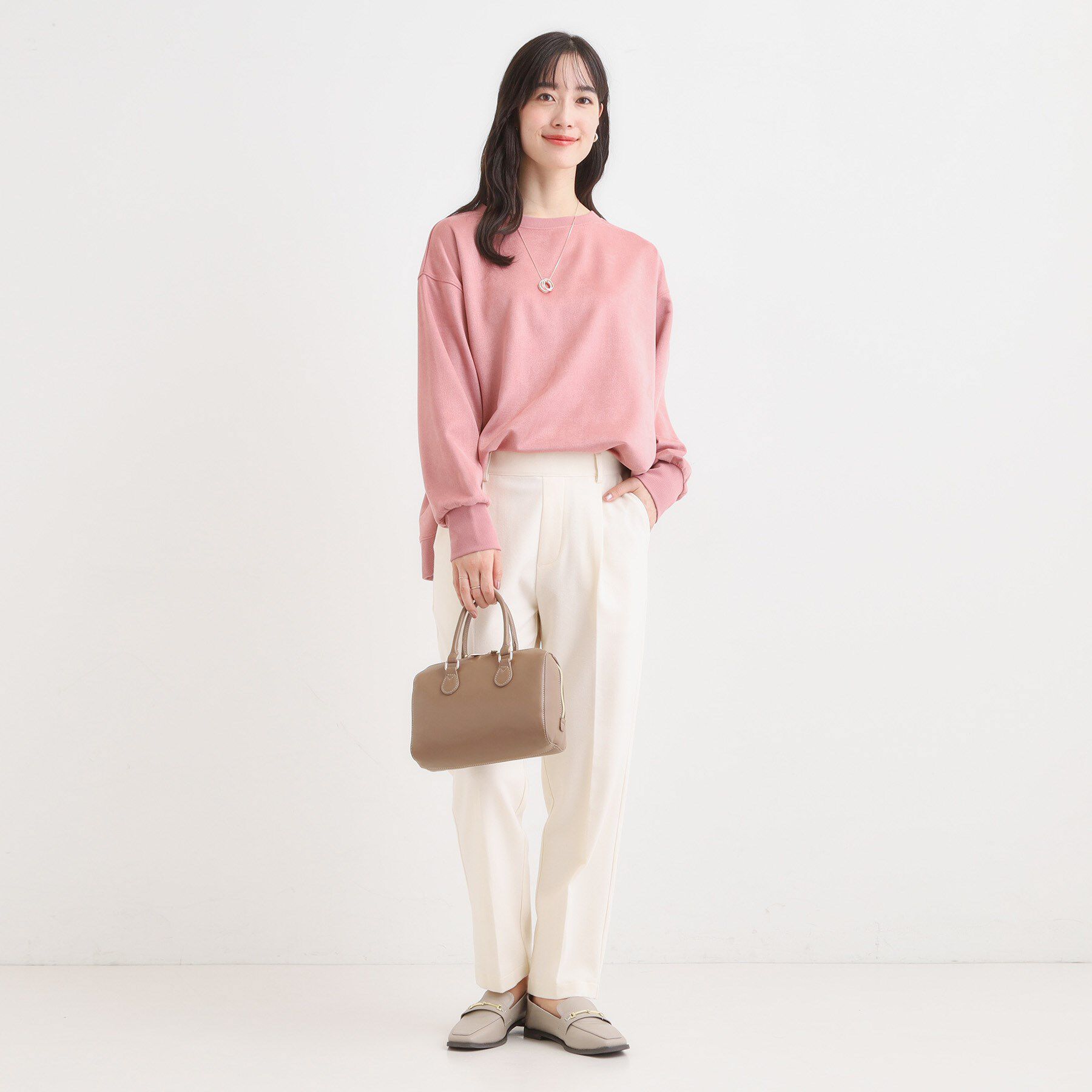 SHOO･LA･RUE「【S-LL】なめらかタッチが癖になる スエード調トップス」|Tシャツ・カットソー|