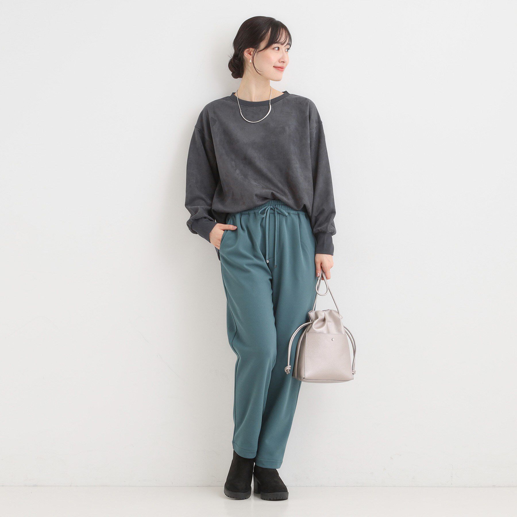 SHOO･LA･RUE「【S-LL】なめらかタッチが癖になる スエード調トップス」|Tシャツ・カットソー|