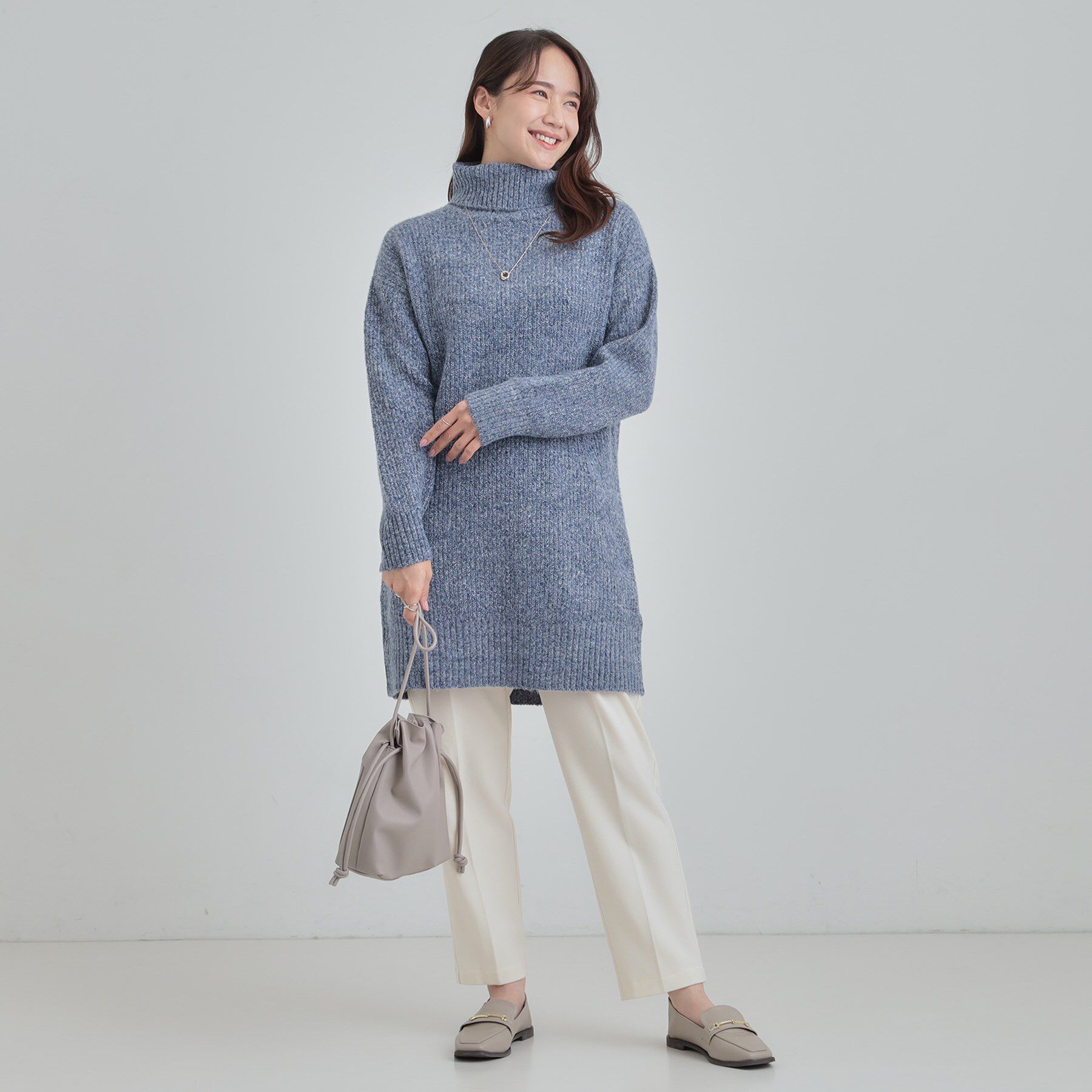 SHOO･LA･RUE「【洗濯機可/S-LL/体型カバー】女性らしい美シルエット チュニックニットワンピース」|ニット・セーター|