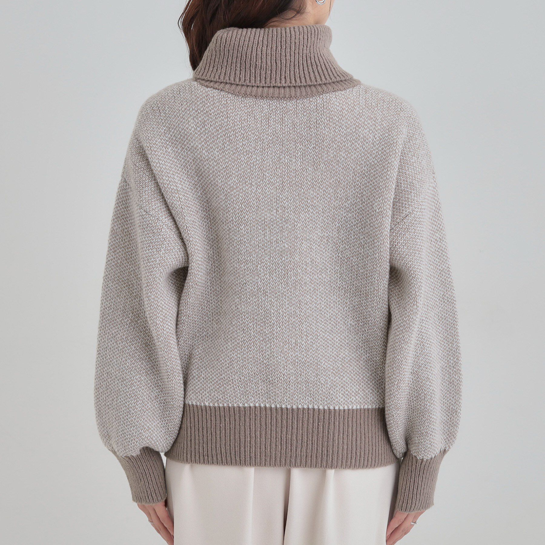 SHOO･LA･RUE「【S-LL】さりげないラメ感 配色ジャカード タートルネックニット」|ニット・セーター|