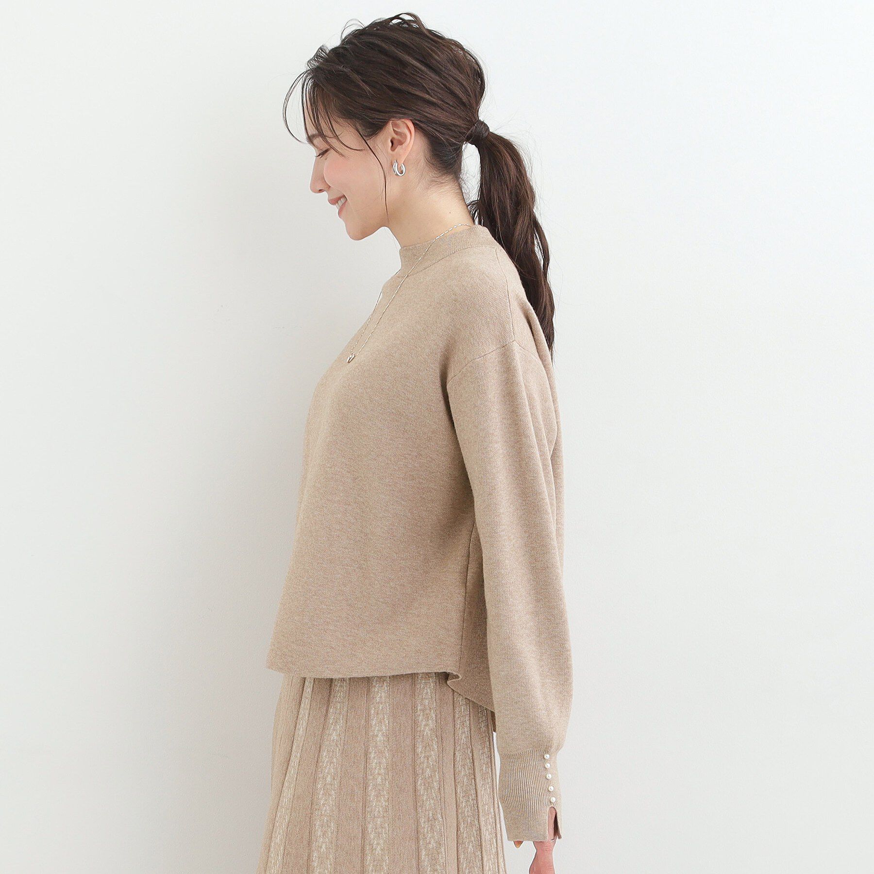 SHOO･LA･RUE「【洗濯機可/セットアップ可/S-LL】新色追加 インせず着られる もちもち裾ラウンドニット」|ニット・セーター|