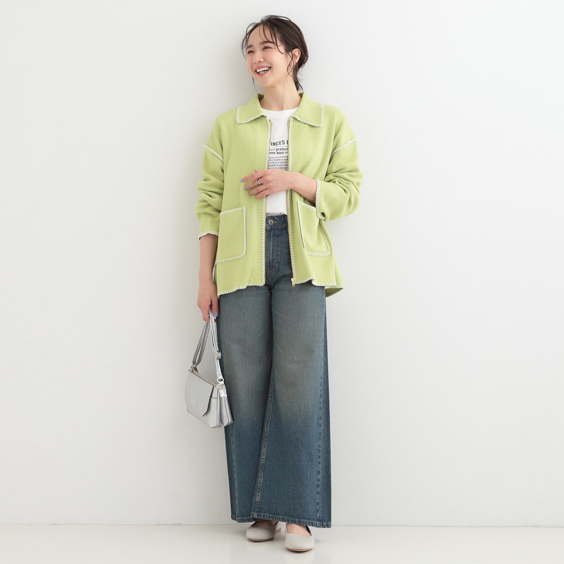 SHOO･LA･RUE「ステッチ衿付きジップニットカーディガン」|カーディガン|