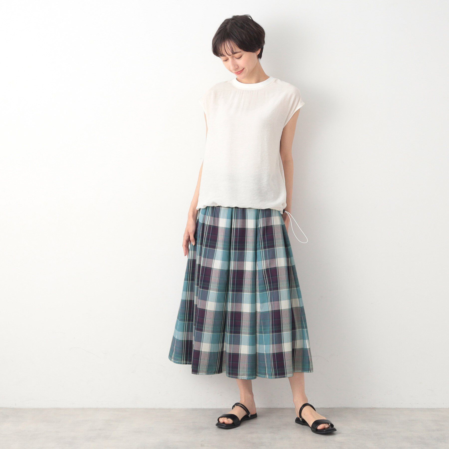 Dessin「【洗える】ドローコード付きリブ襟ブラウス（XS～L）」|シャツ・ブラウス|