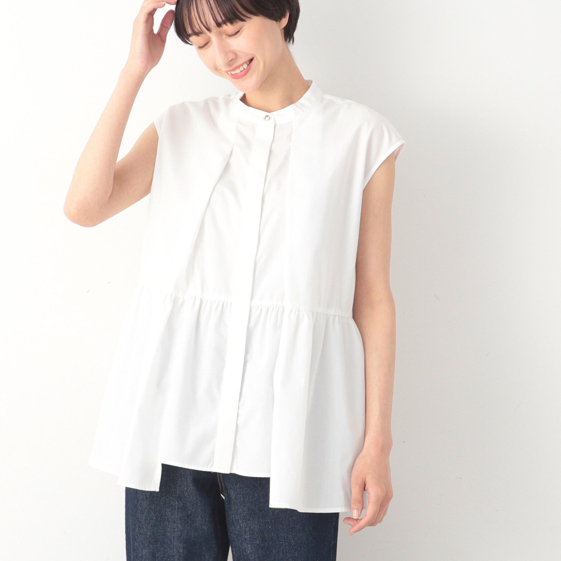 Dessin「【洗える】タックデザインペプラムブラウス」|シャツ・ブラウス|