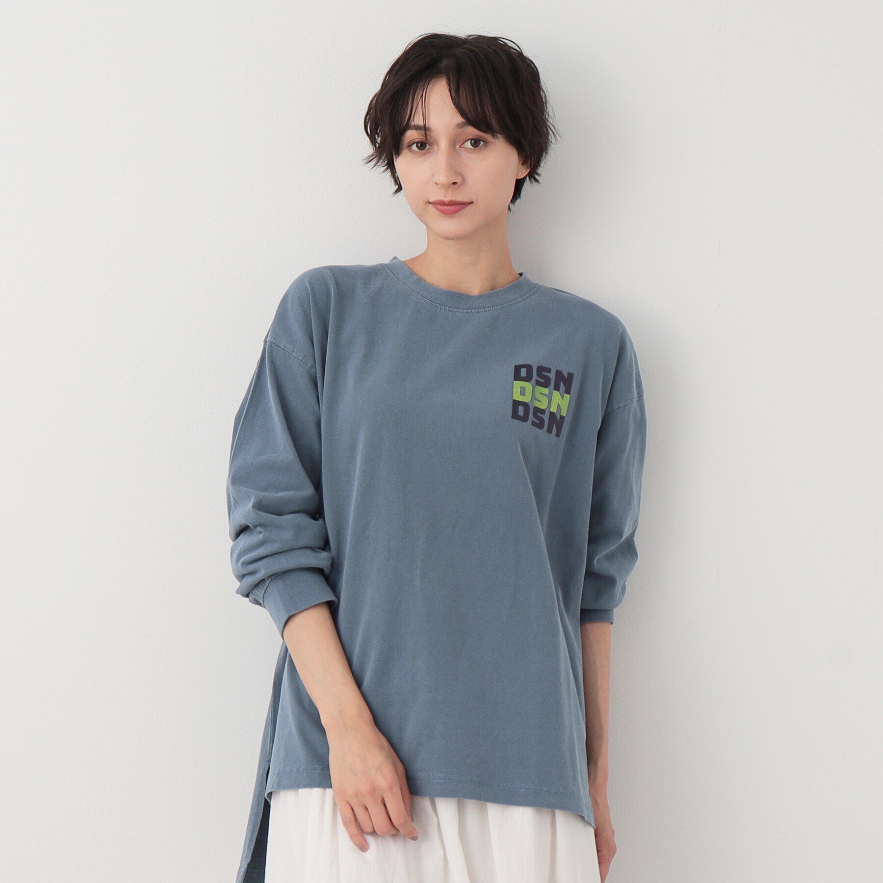 Dessin「【ピグメント染め】ルーズシルエットロンT」|Tシャツ・カットソー|ブルー(092)