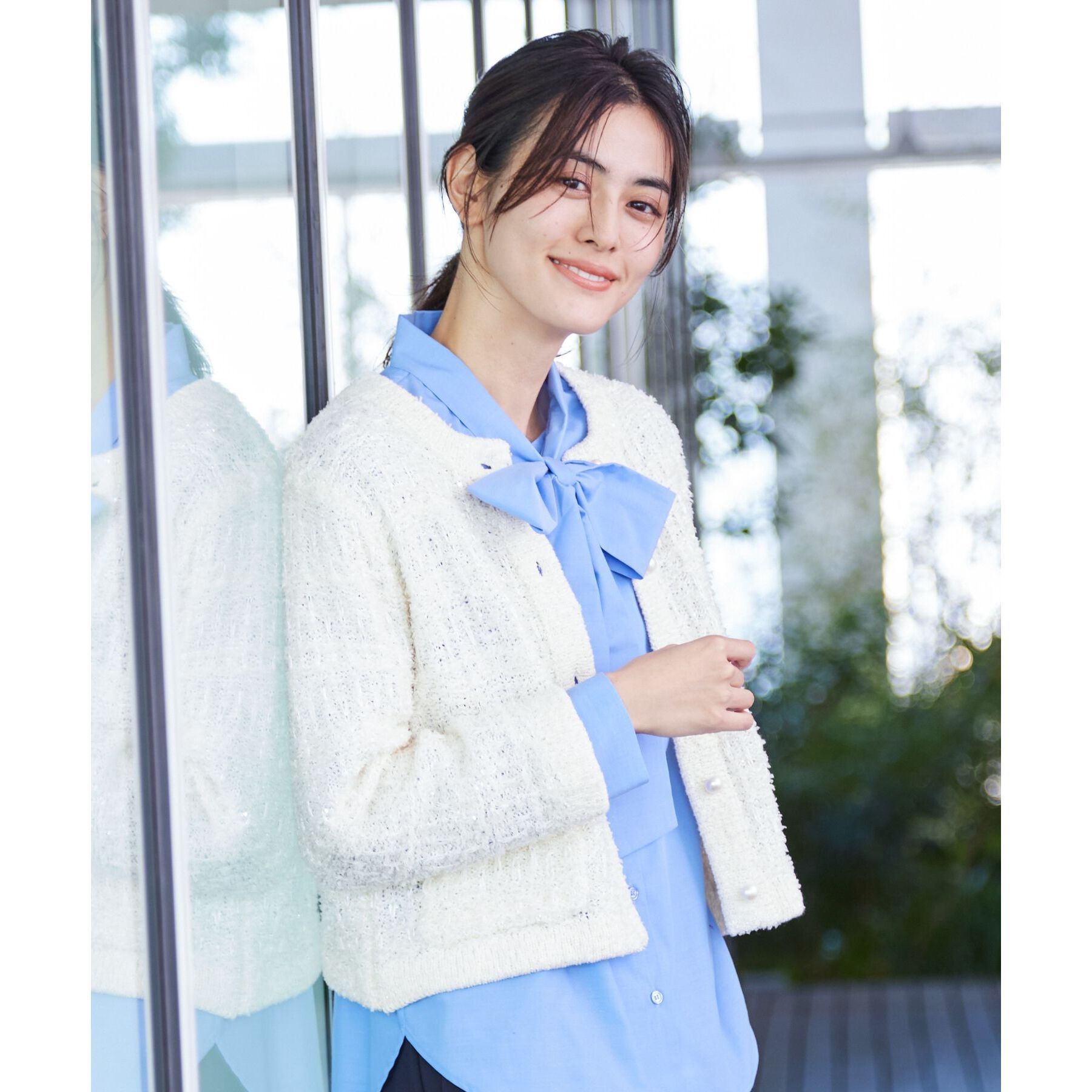 Dessin「【洗える】ニットツィードカーディガン」|カーディガン|ホワイト(002)