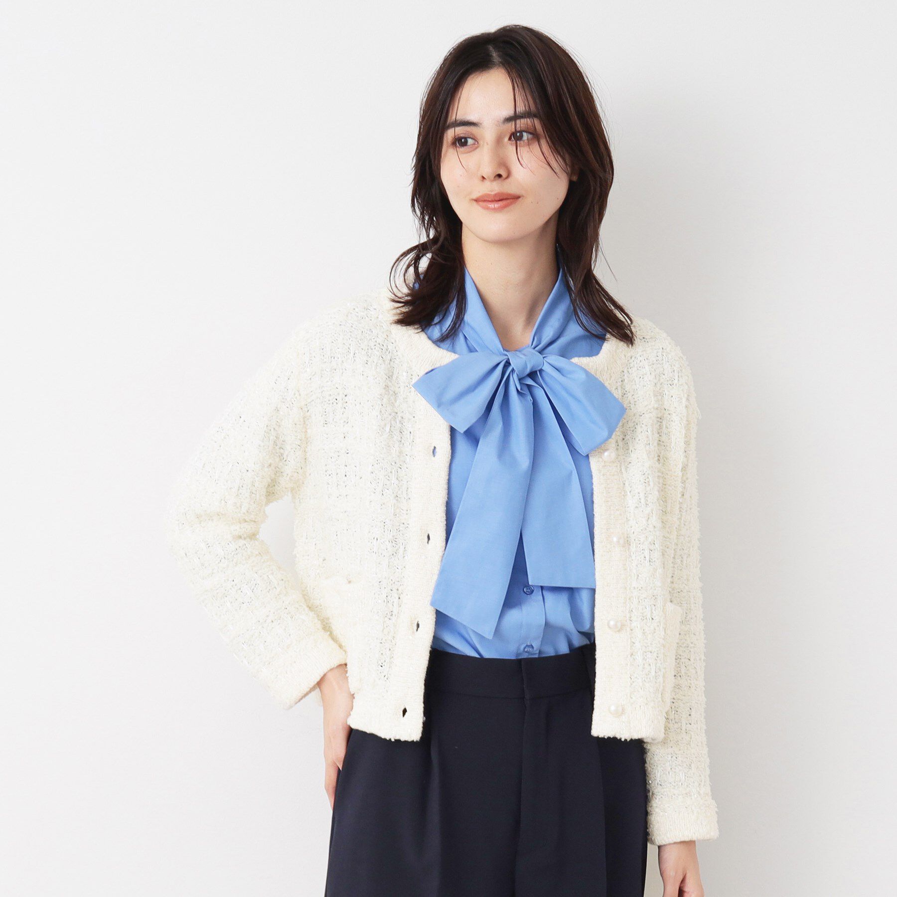 Dessin「【洗える】ニットツィードカーディガン」|カーディガン|