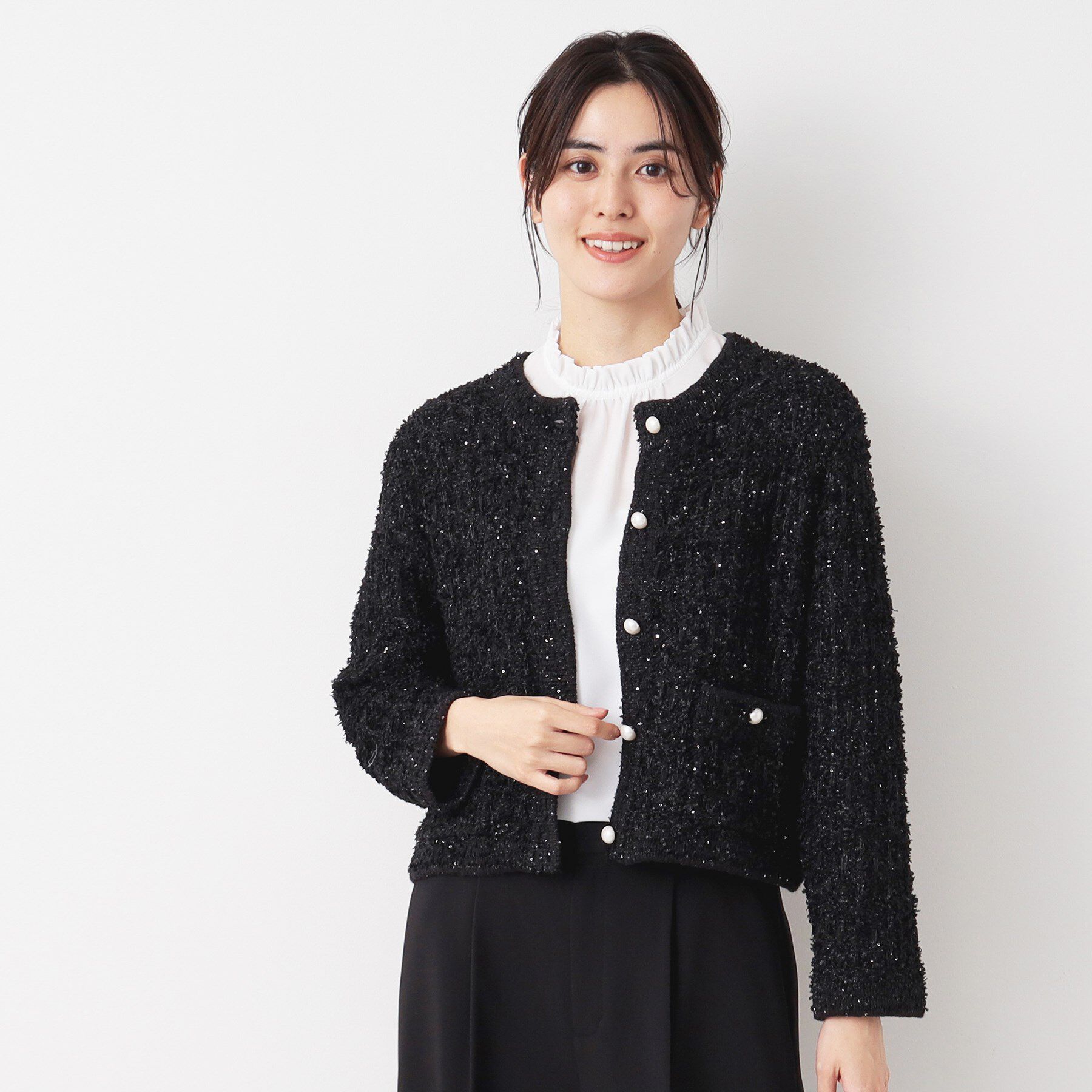 Dessin「【洗える】ニットツィードカーディガン」|カーディガン|
