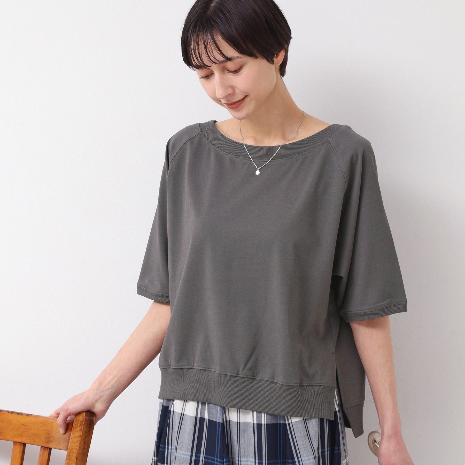 Dessin「【接触冷感・UV・洗える】裾リブスリット五分袖カットソー」|Tシャツ・カットソー|