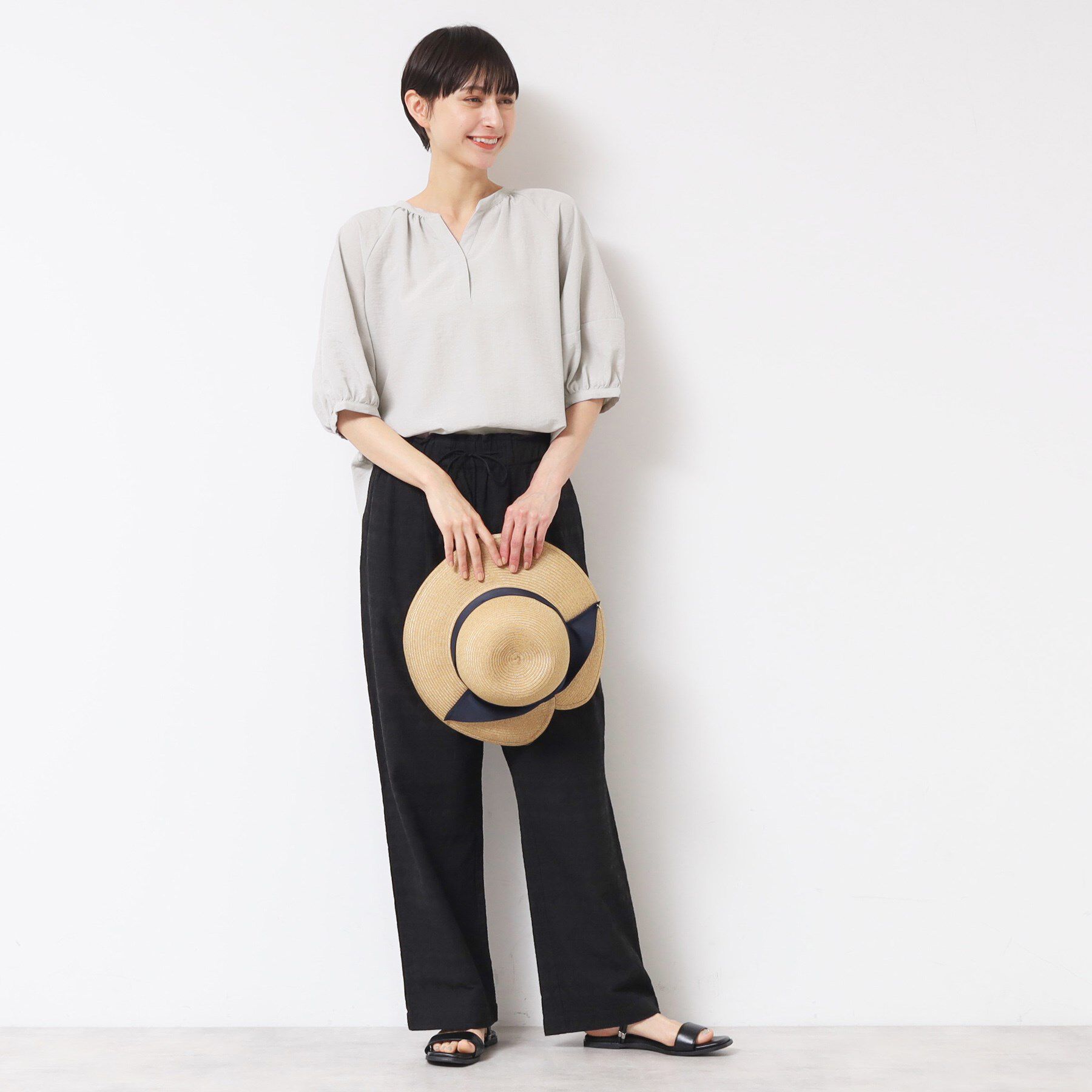 Dessin「【洗える】スキッパ―五分袖ブラウス（XS～L）」|シャツ・ブラウス|