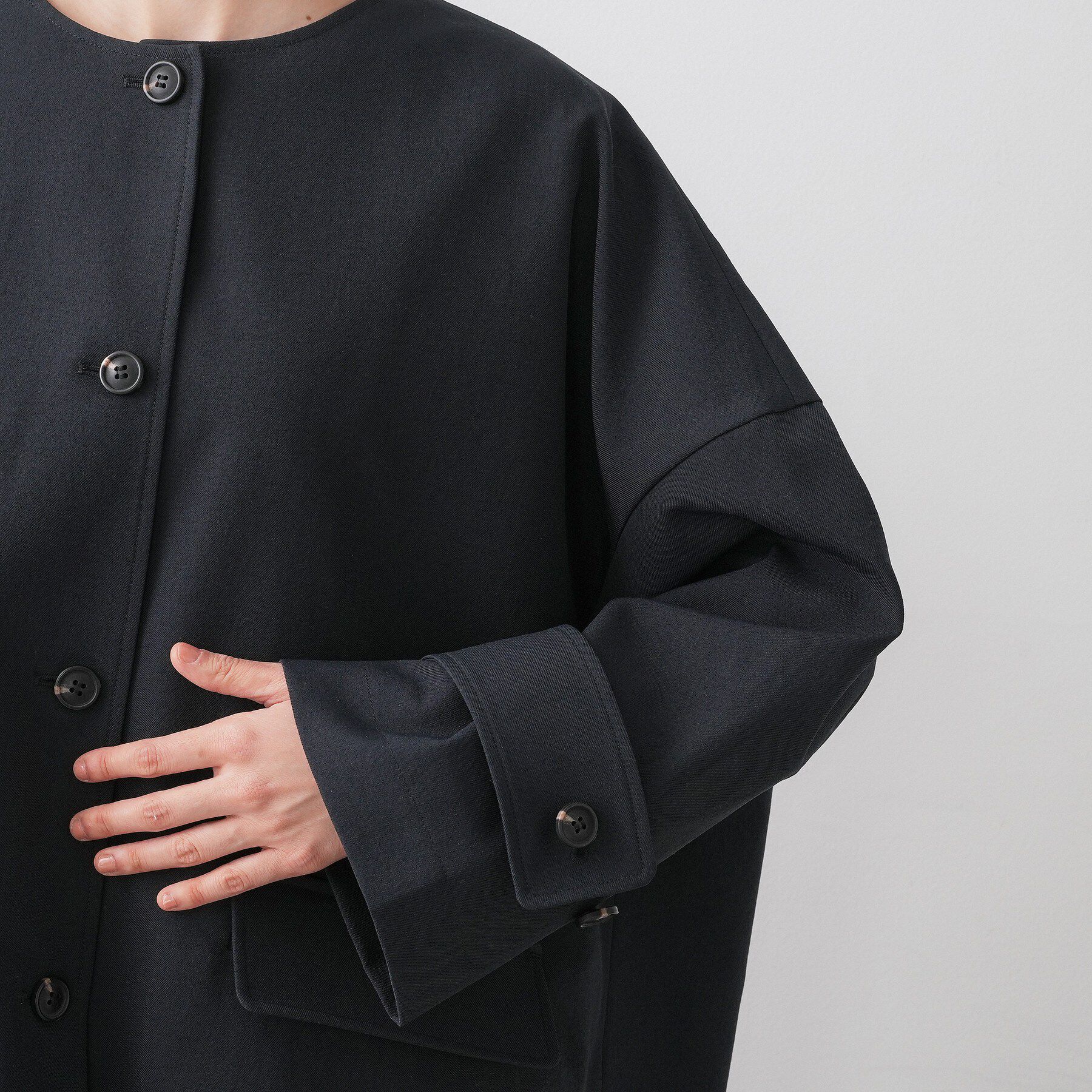 Dessin「【花粉ガード/撥水加工/洗える】クルーネックスプリングコート」|ノーカラーコート|