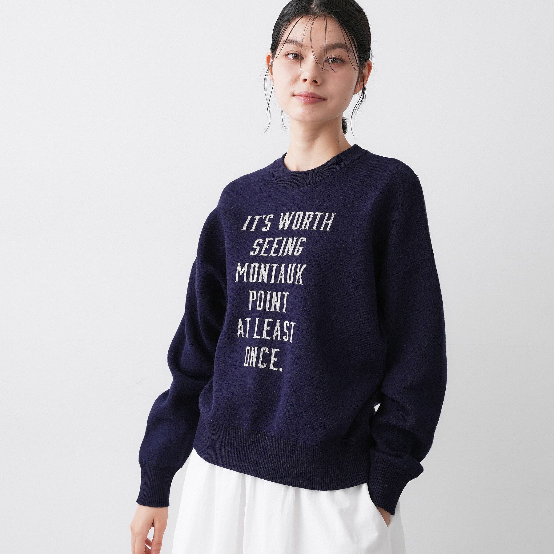 Dessin「【ユニセックス/洗える】ロゴコットンジャカード」|ニット・セーター|