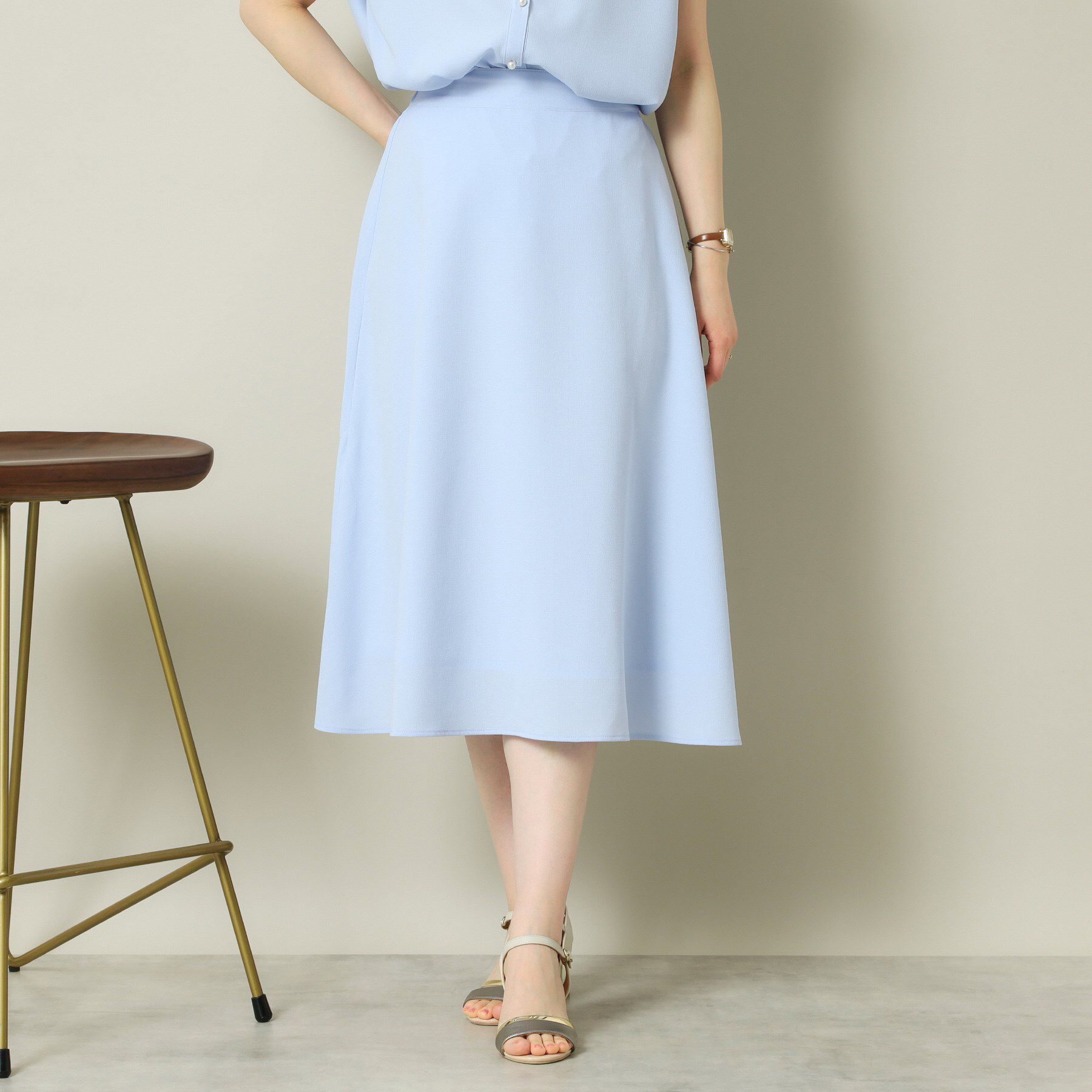 ITS&rsquo;DEMO「【UVケア／吸水速乾／洗濯機OK】麻調合繊スカート＜ラク服シリーズ＞」|スカート|サックスブルー(09