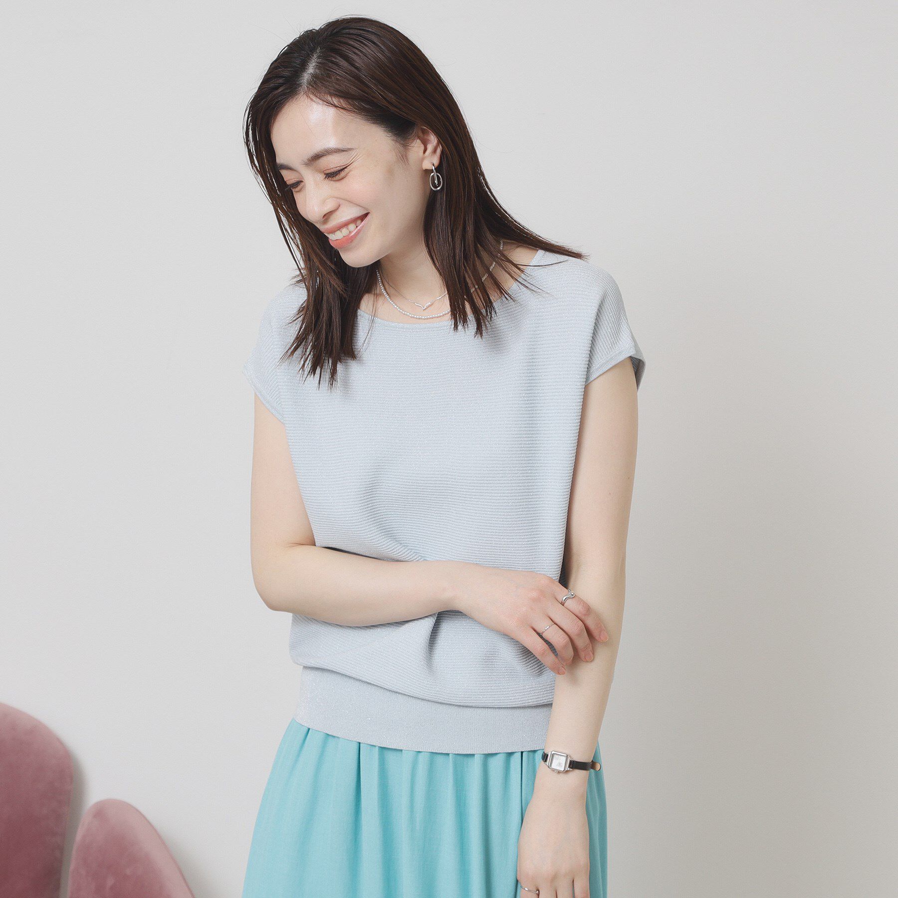 ITS&rsquo;DEMO「【さらりタッチ／ラメ／洗濯機OK】ラメガーターフレンチニット」|ニット・セーター|