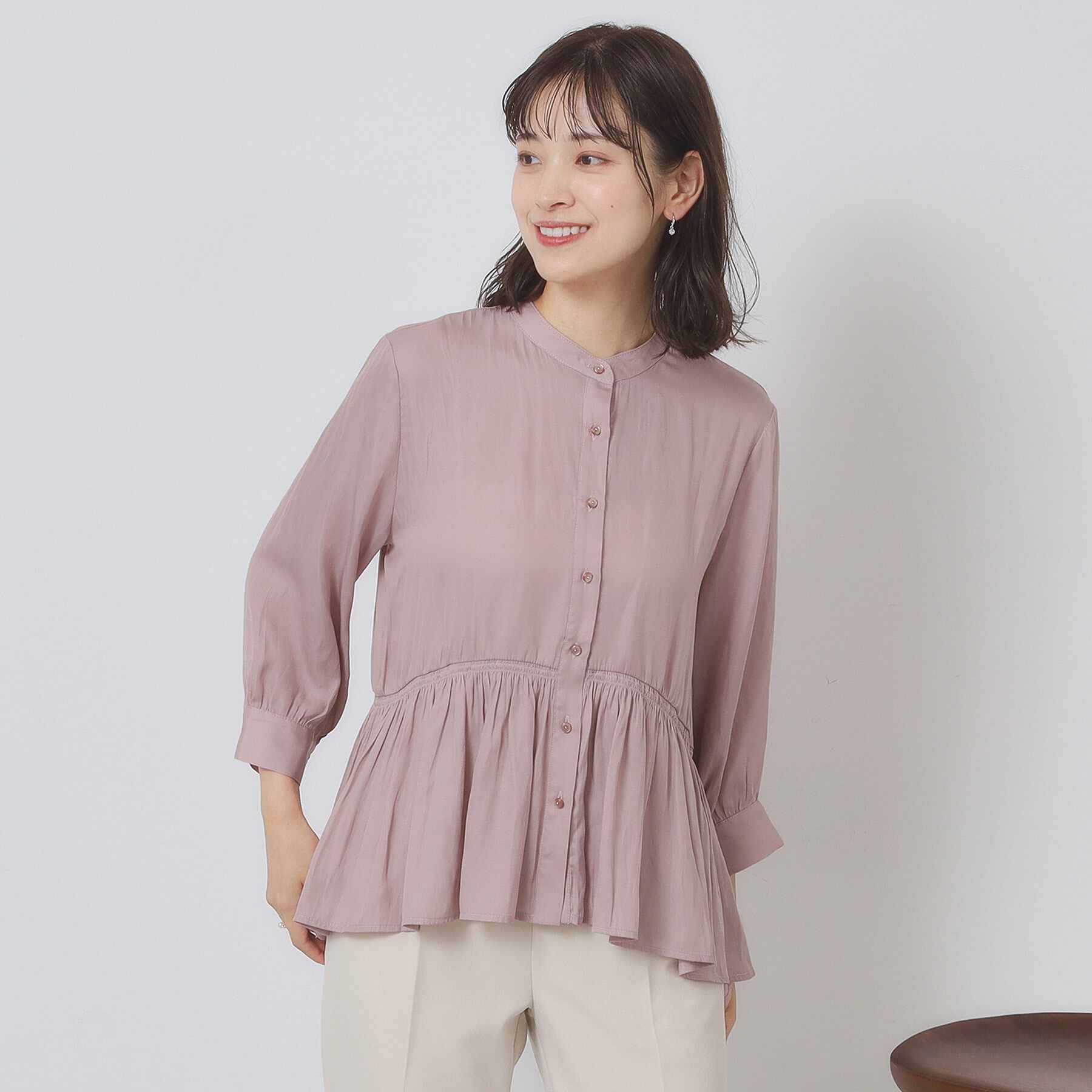 ITS&rsquo;DEMO「【手洗い可】サテンペプラムブラウス」|シャツ・ブラウス|