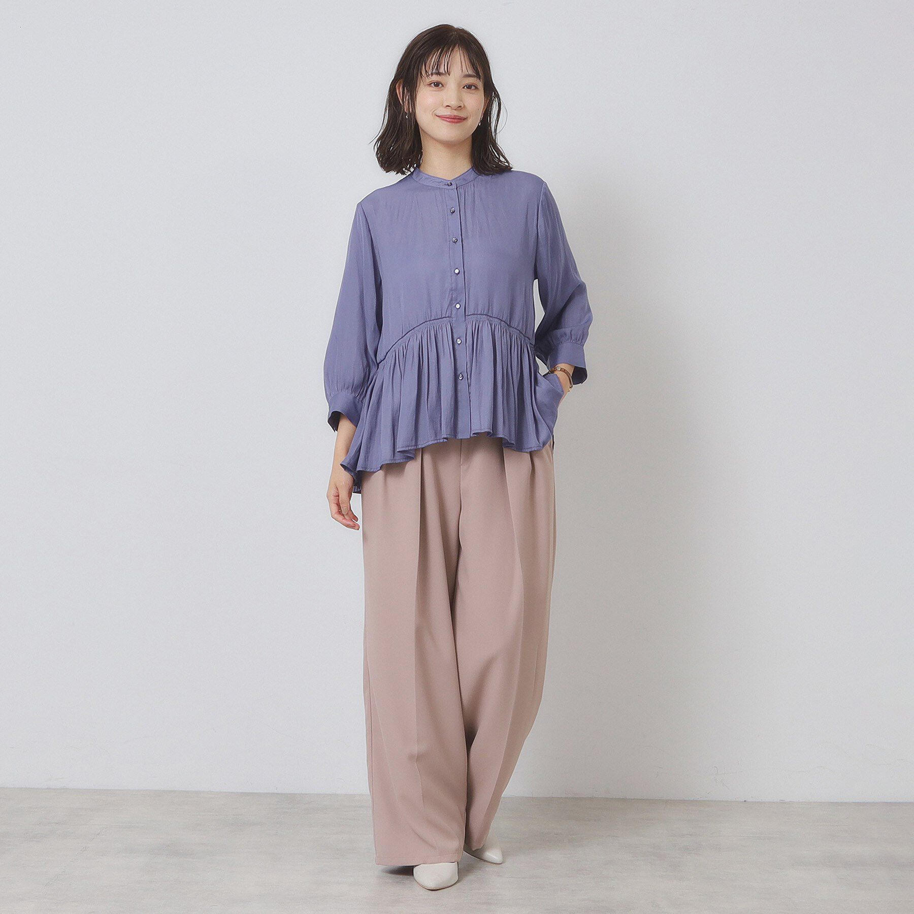 ITS&rsquo;DEMO「【手洗い可】サテンペプラムブラウス」|シャツ・ブラウス|