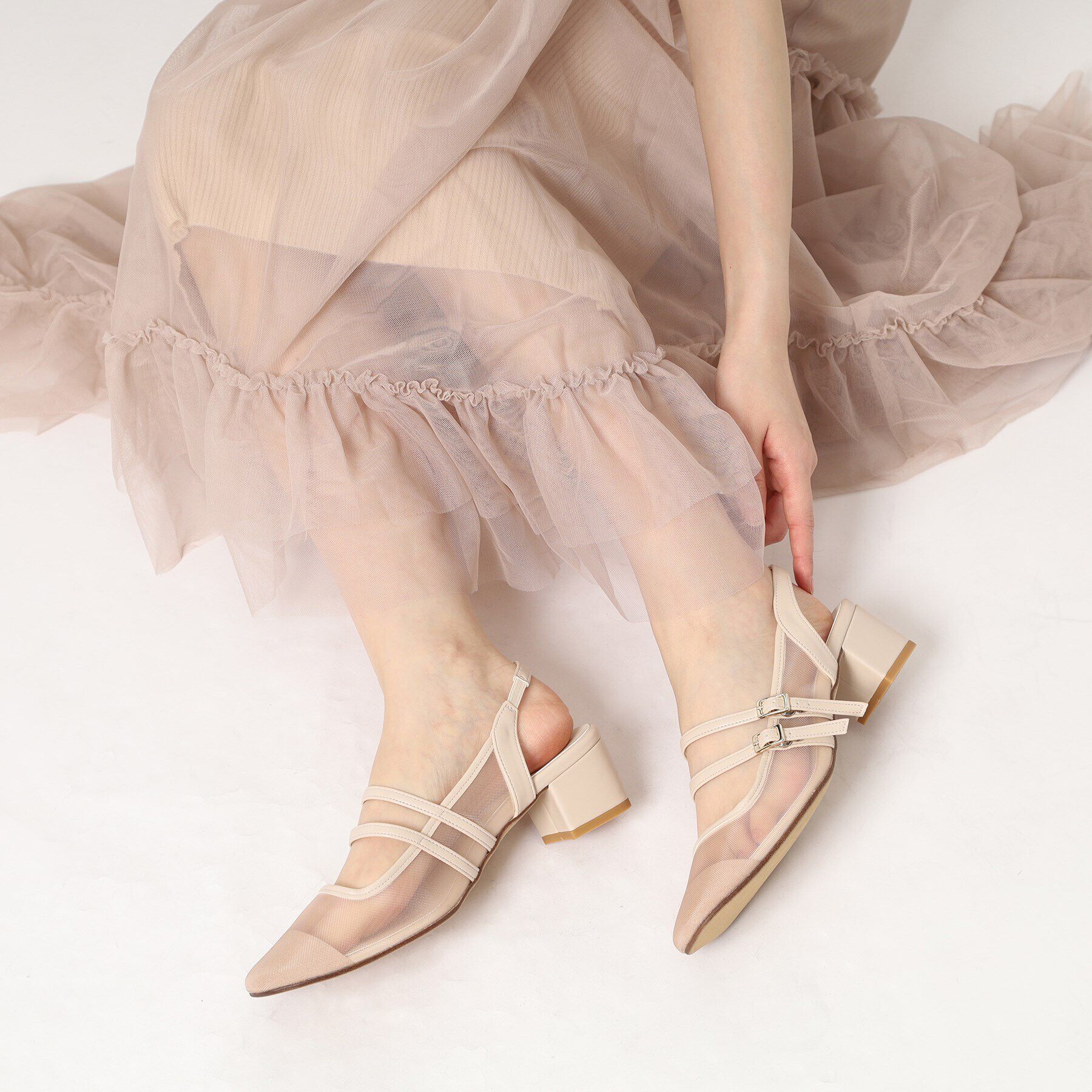 ESPERANZA「ダブルベルトメッシュパンプス」|パンプス|