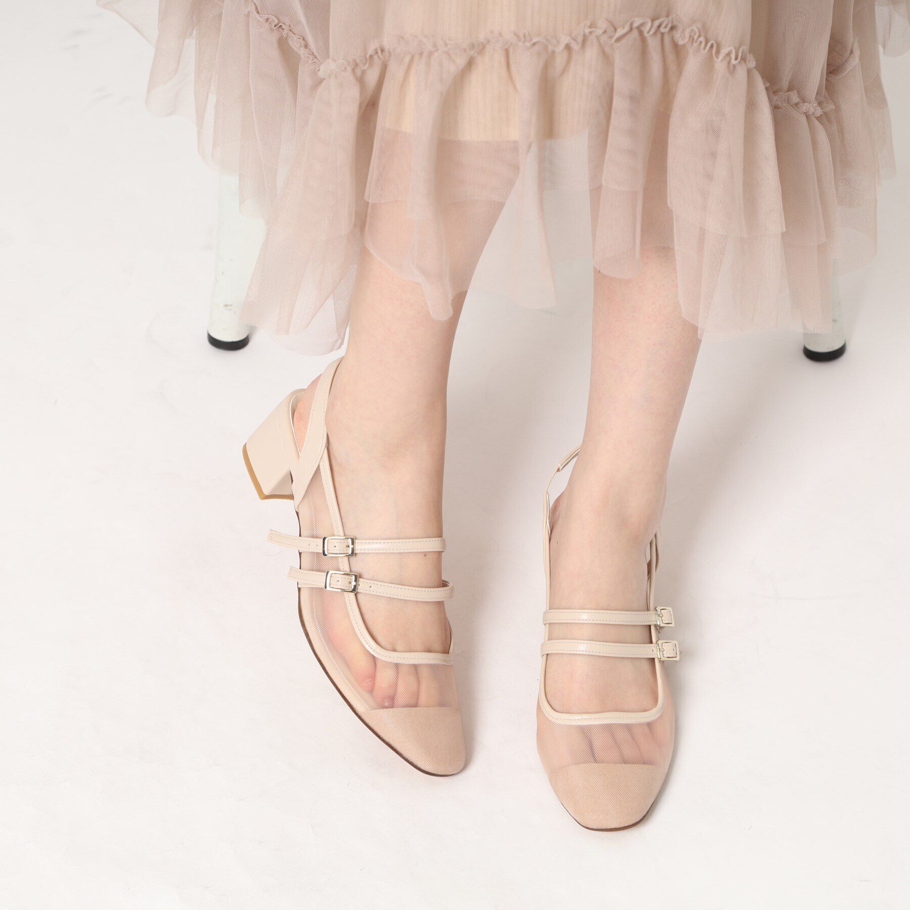 ESPERANZA「ダブルベルトメッシュパンプス」|パンプス|