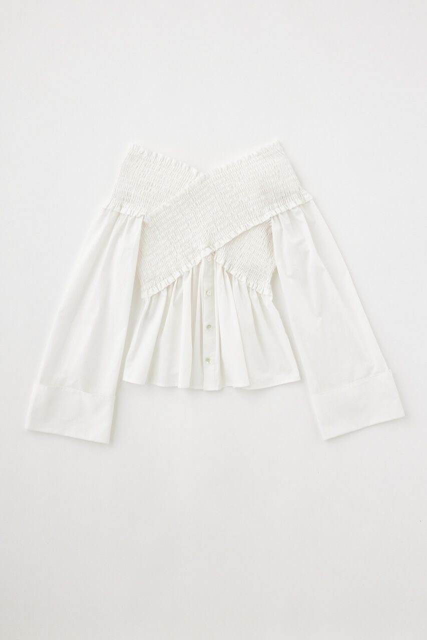 MOUSSY「SHIRRING OFF SHOULDER シャツ」|シャツ・ブラウス|