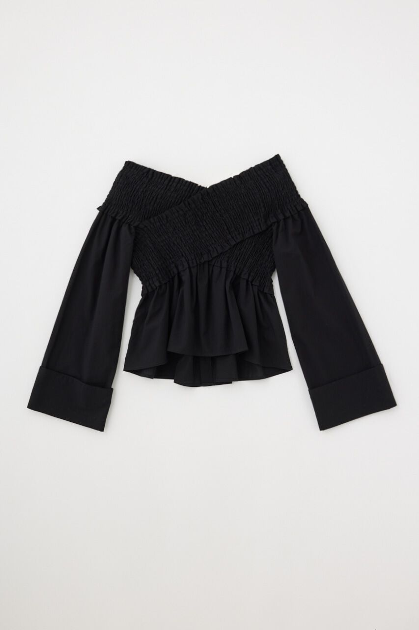 MOUSSY「SHIRRING OFF SHOULDER シャツ」|シャツ・ブラウス|