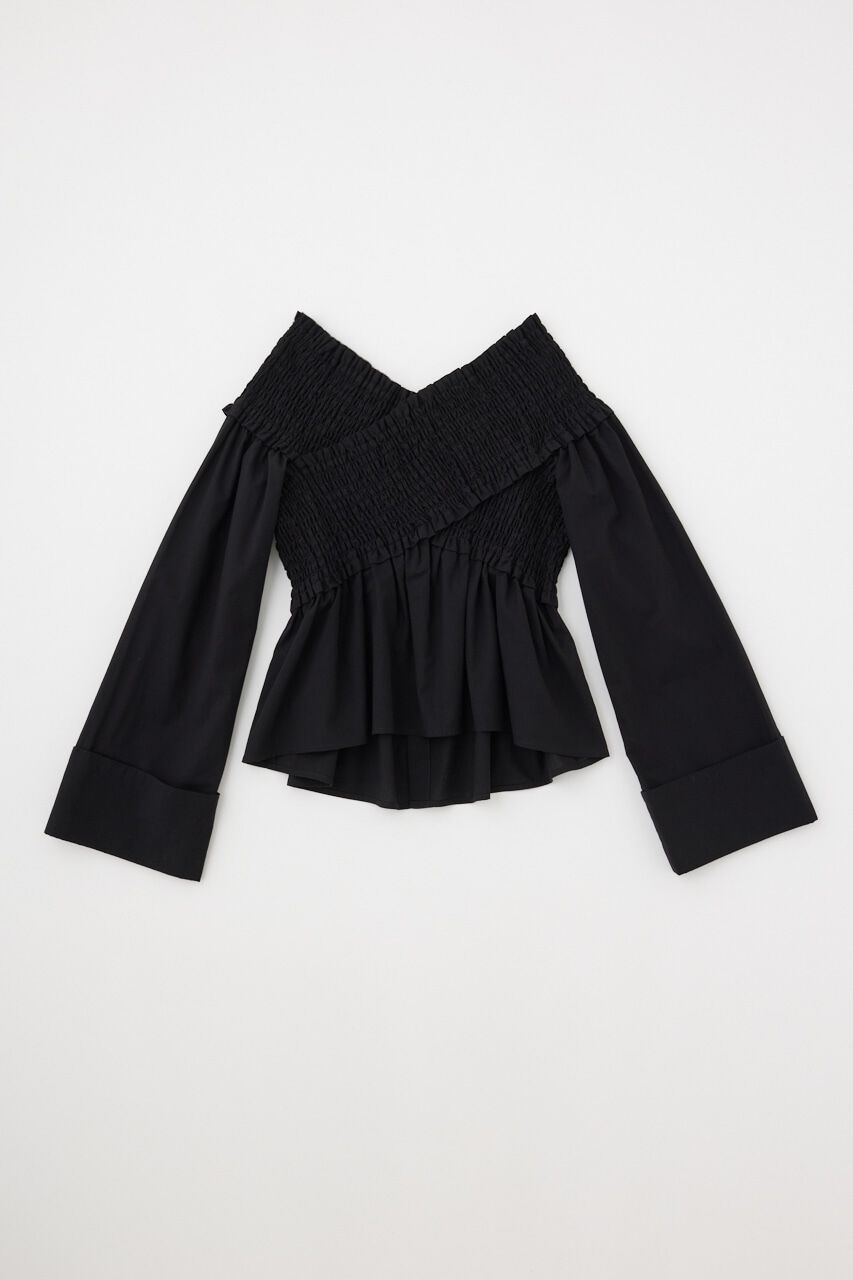 MOUSSY「SHIRRING OFF SHOULDER シャツ」|シャツ・ブラウス|