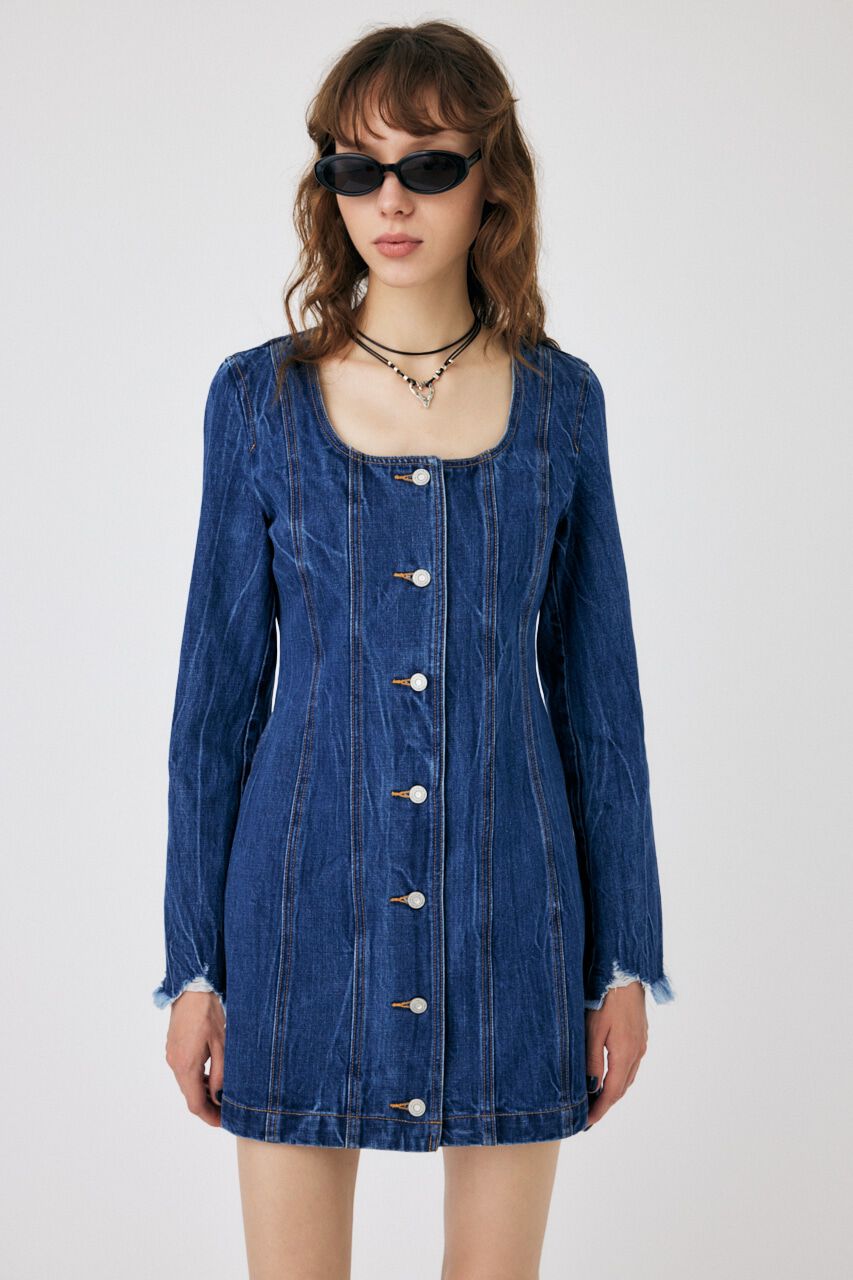 MOUSSY「SCOOP NECK DENIM ミニドレス」|ワンピース|