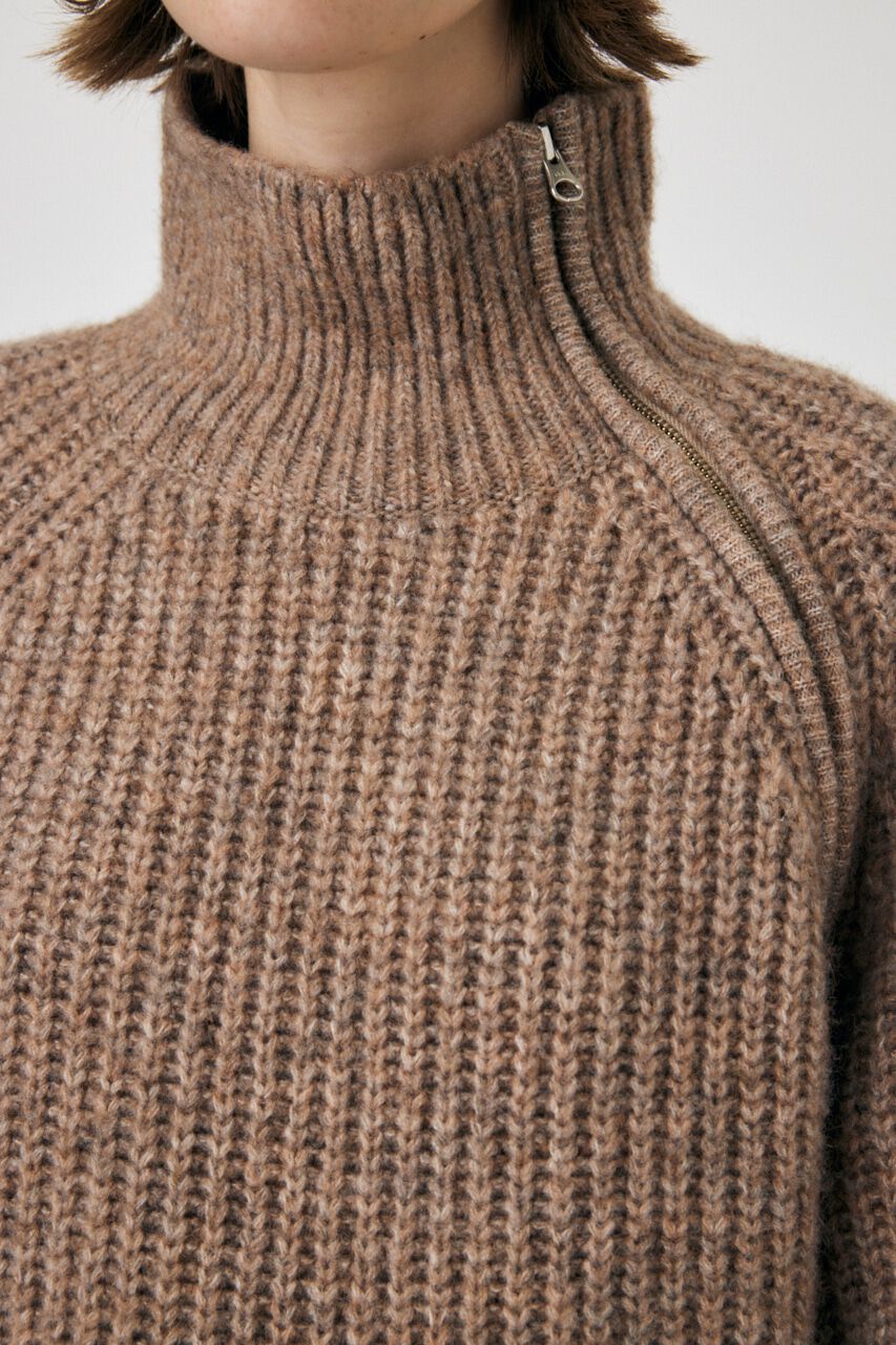 MOUSSY「ASYMMETRIC HALF ZIP プルオーバー」|ニット・セーター|