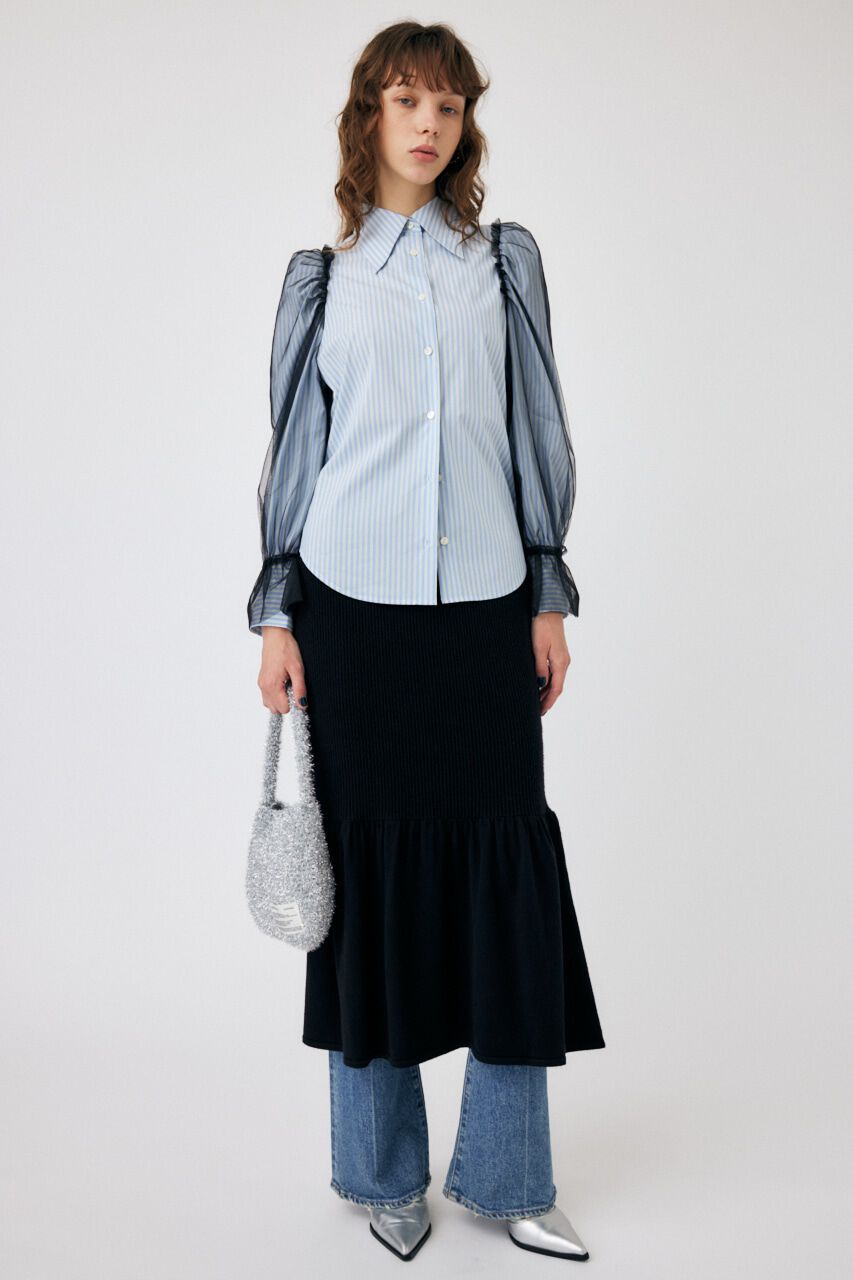 MOUSSY「SWITCHING RIB KNIT スカート」|スカート|BLK