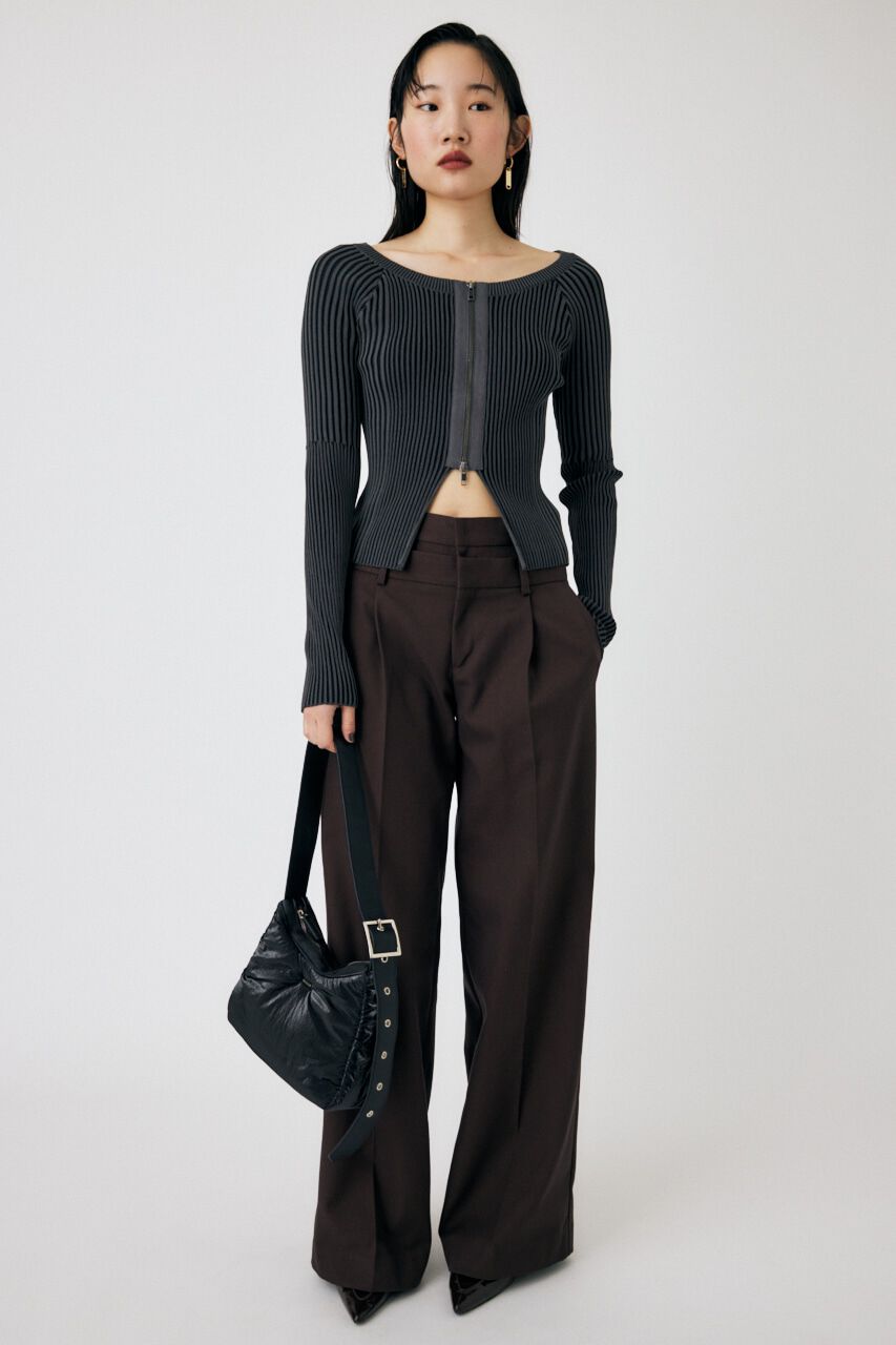 MOUSSY「ZIP UP RIB トップス」|ニット・セーター|