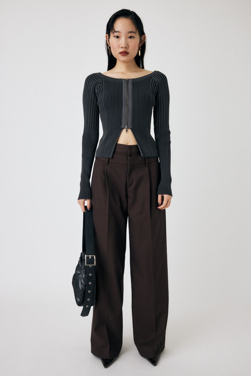 MOUSSY「ZIP UP RIB トップス」|ニット・セーター|