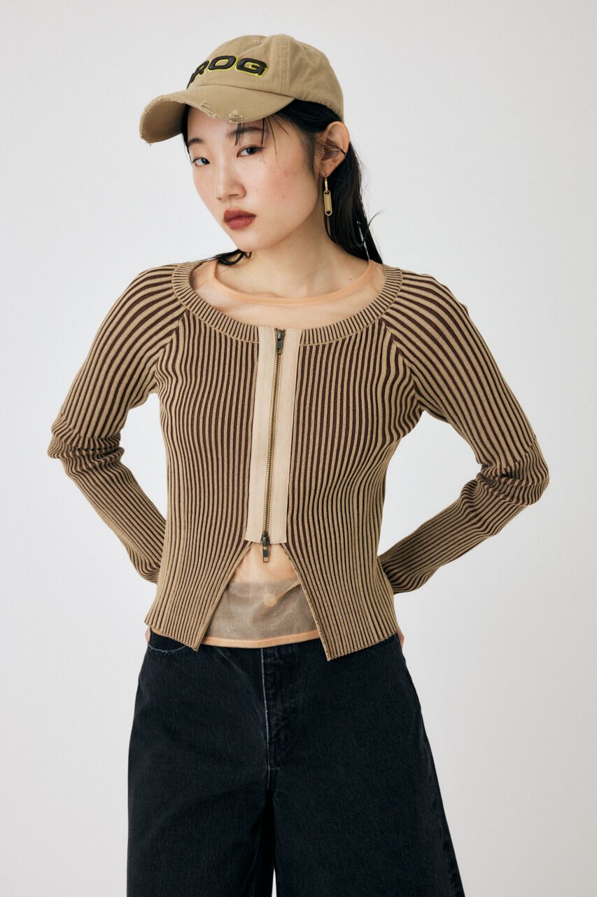 MOUSSY「ZIP UP RIB トップス」|ニット・セーター|
