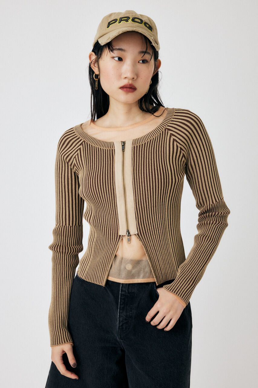 MOUSSY「ZIP UP RIB トップス」|ニット・セーター|