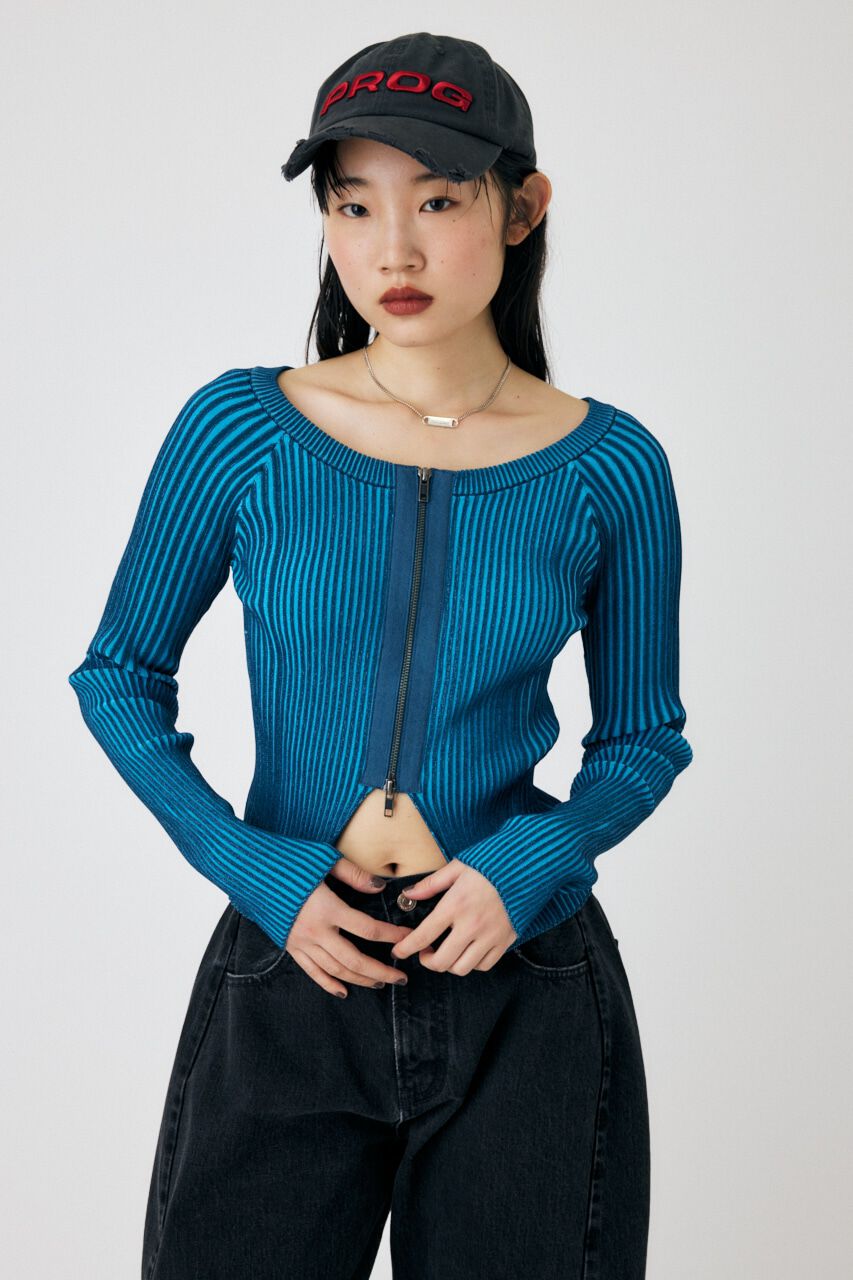 MOUSSY「ZIP UP RIB トップス」|ニット・セーター|
