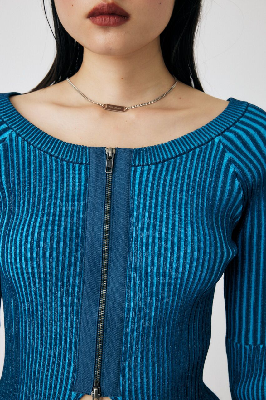 MOUSSY「ZIP UP RIB トップス」|ニット・セーター|