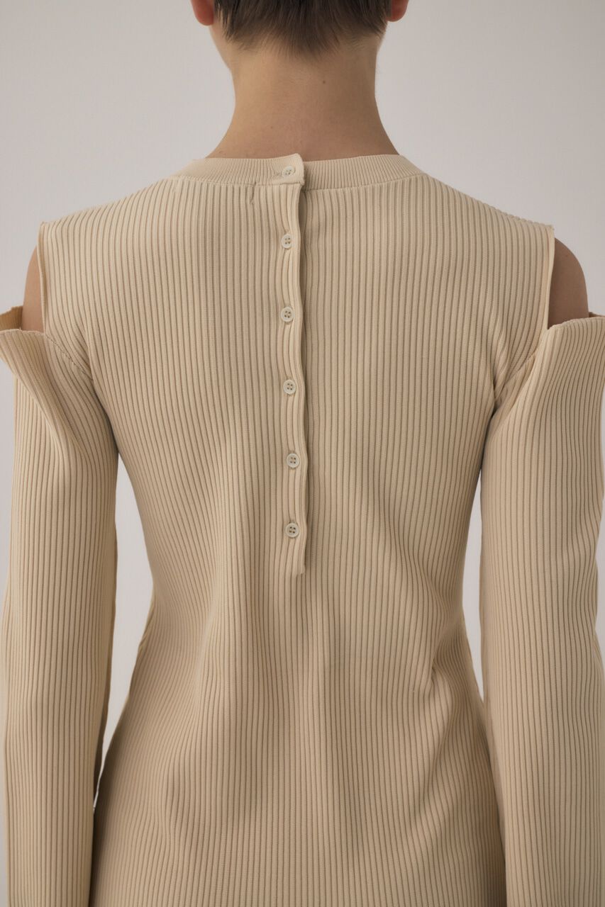 MOUSSY「リサイクルポリエステル使用オープンショルダーニットドレス」|ワンピース|