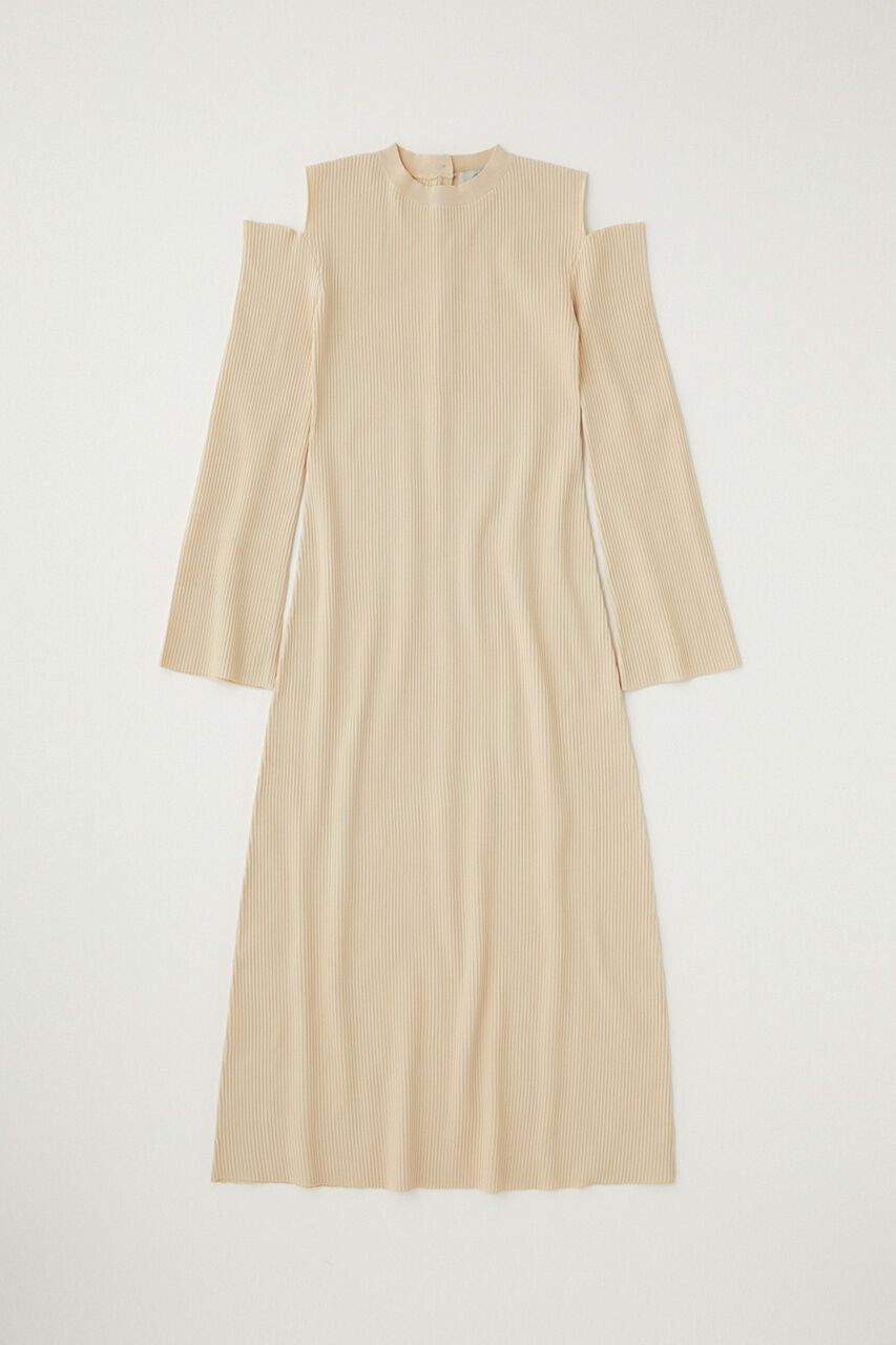 MOUSSY「リサイクルポリエステル使用オープンショルダーニットドレス」|ワンピース|