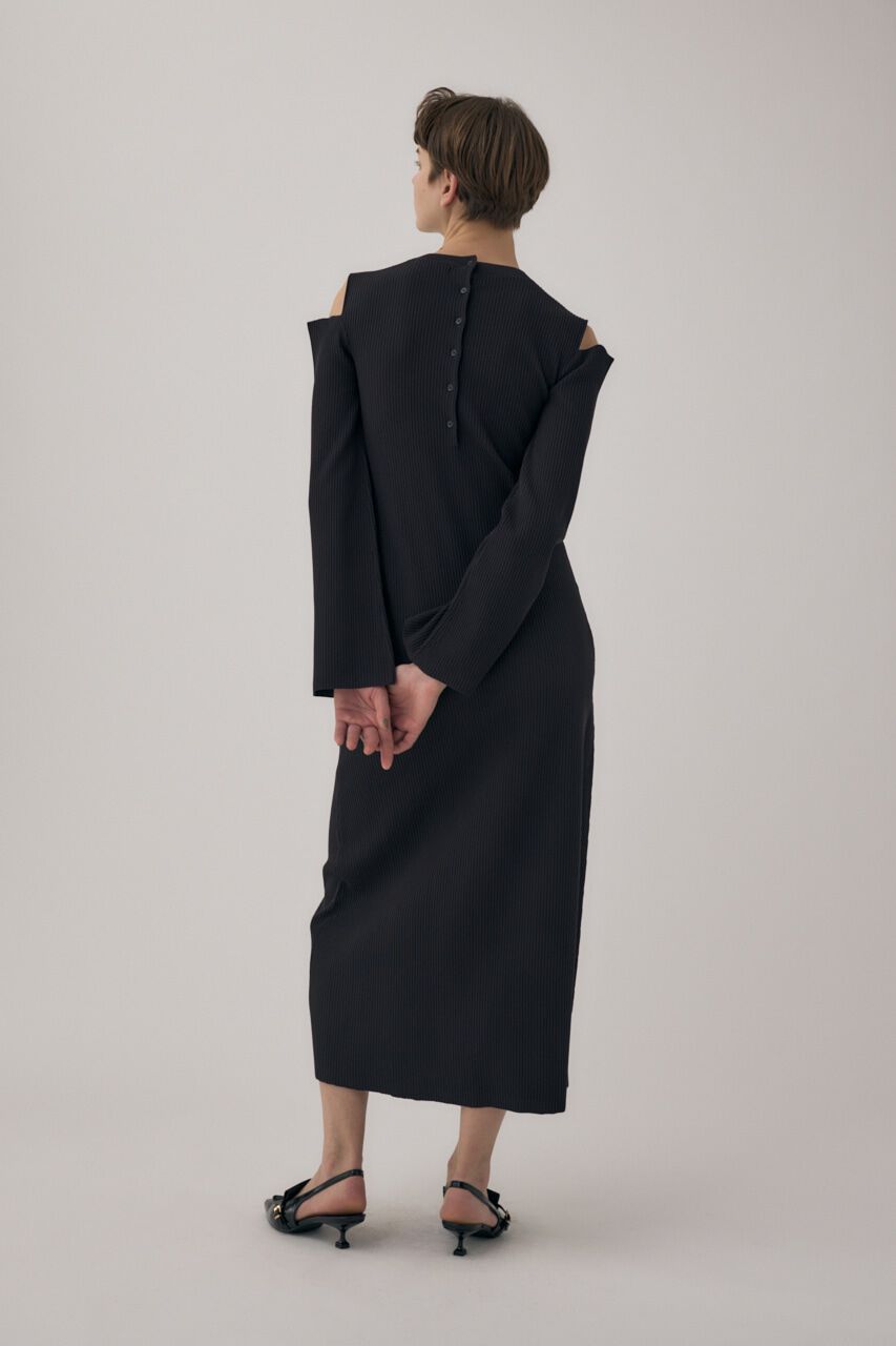 MOUSSY「リサイクルポリエステル使用オープンショルダーニットドレス」|ワンピース|