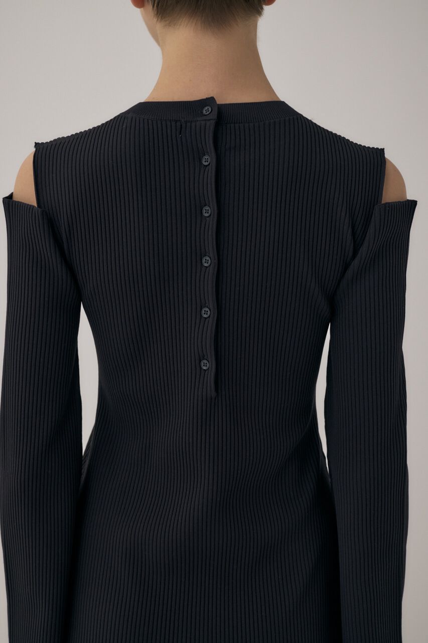 MOUSSY「リサイクルポリエステル使用オープンショルダーニットドレス」|ワンピース|