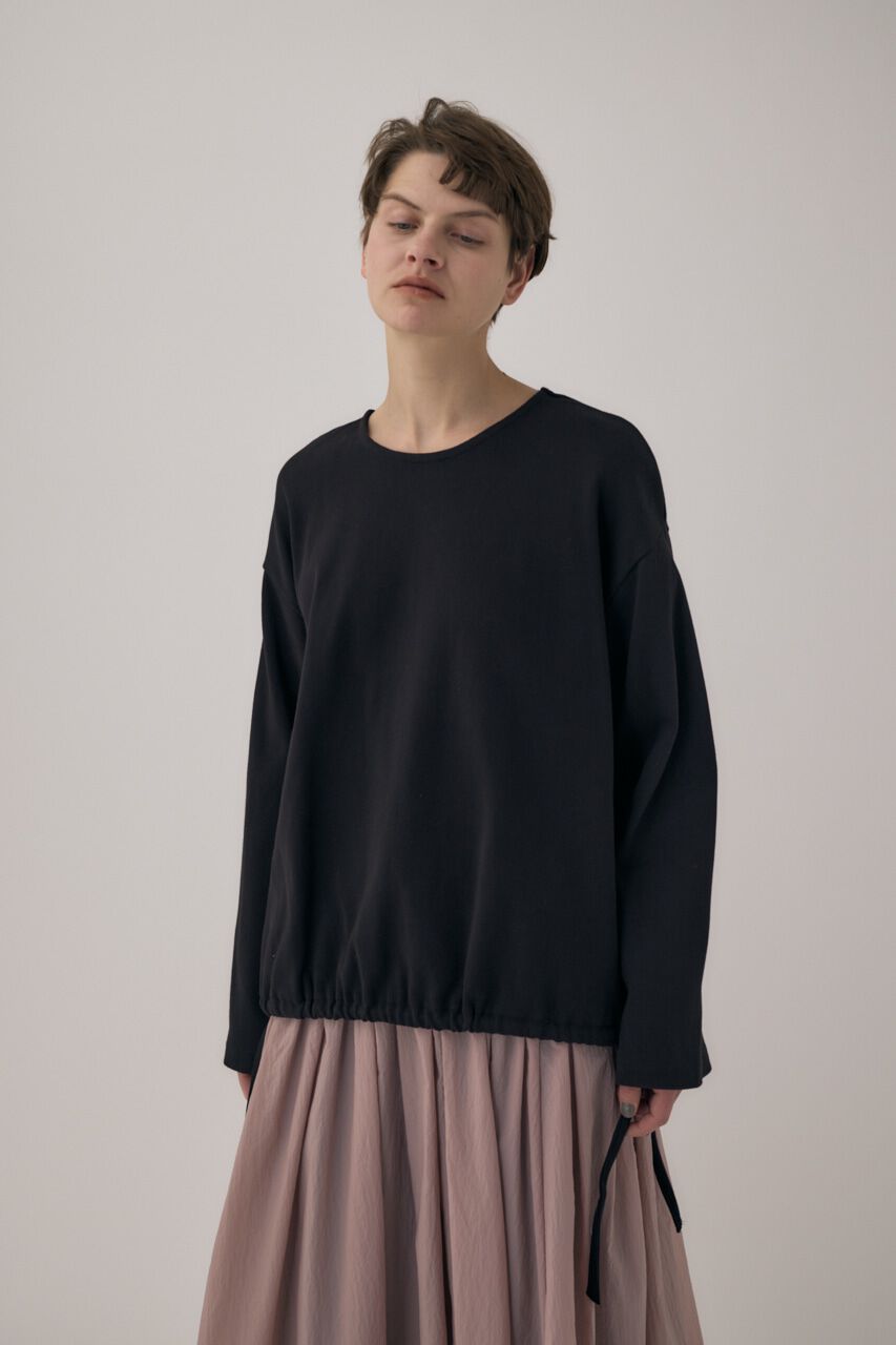 MOUSSY「ｵｰｶﾞﾆｯｸｺｯﾄﾝ使用の厚手ｶｯﾄｿｰ裾と袖を紐でｷﾞｬｻﾞｰ 」|Tシャツ・カットソー|BLK