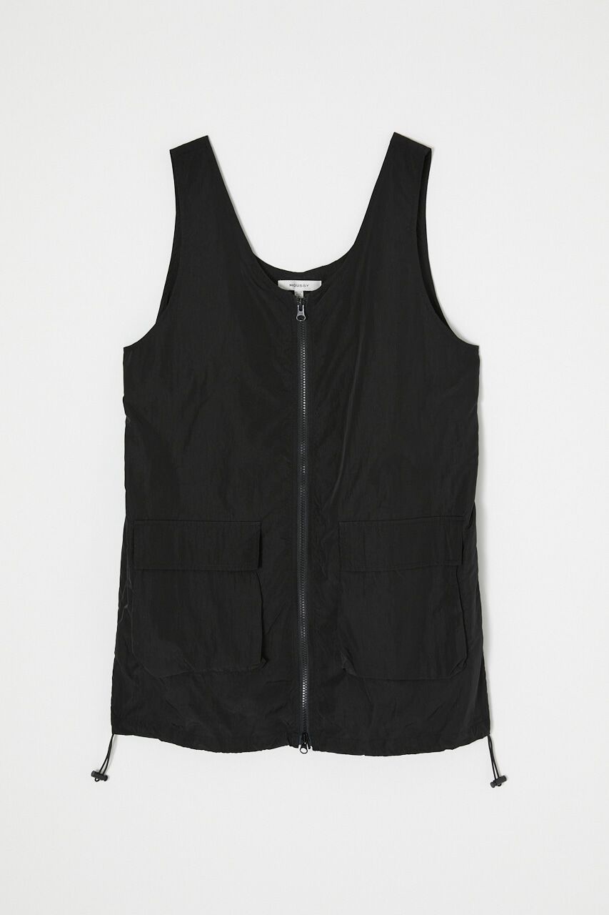MOUSSY「NYLON ZIP VEST ドレス」|ワンピース|BLK