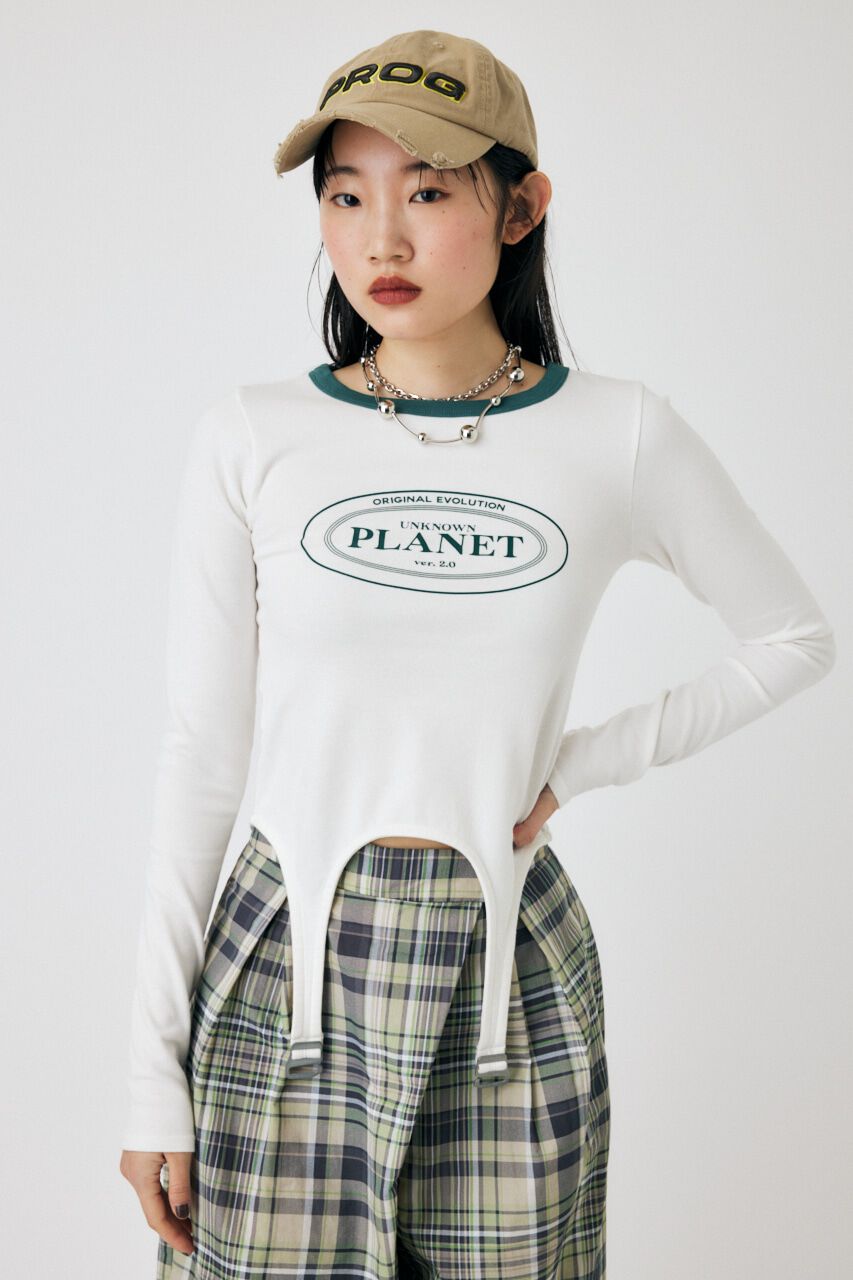 MOUSSY「GARTER DETAIL PRINT LS Tシャツ」|Tシャツ・カットソー|WHT
