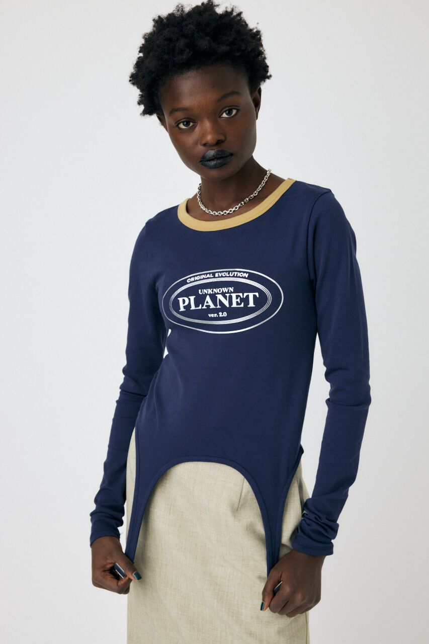 MOUSSY「GARTER DETAIL PRINT LS Tシャツ」|Tシャツ・カットソー|