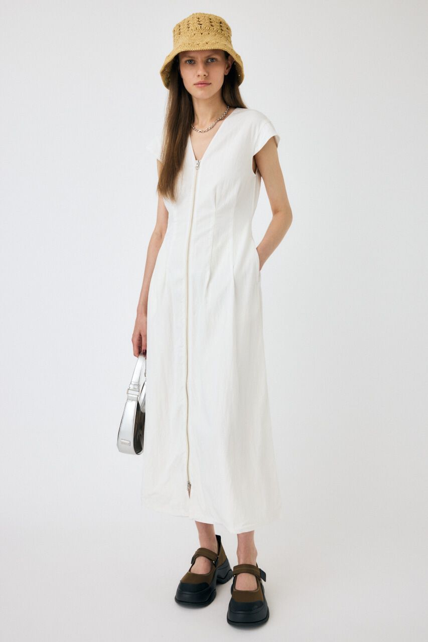 MOUSSY「ZIP UP WAIST TUCK ドレス」|ワンピース|WHT