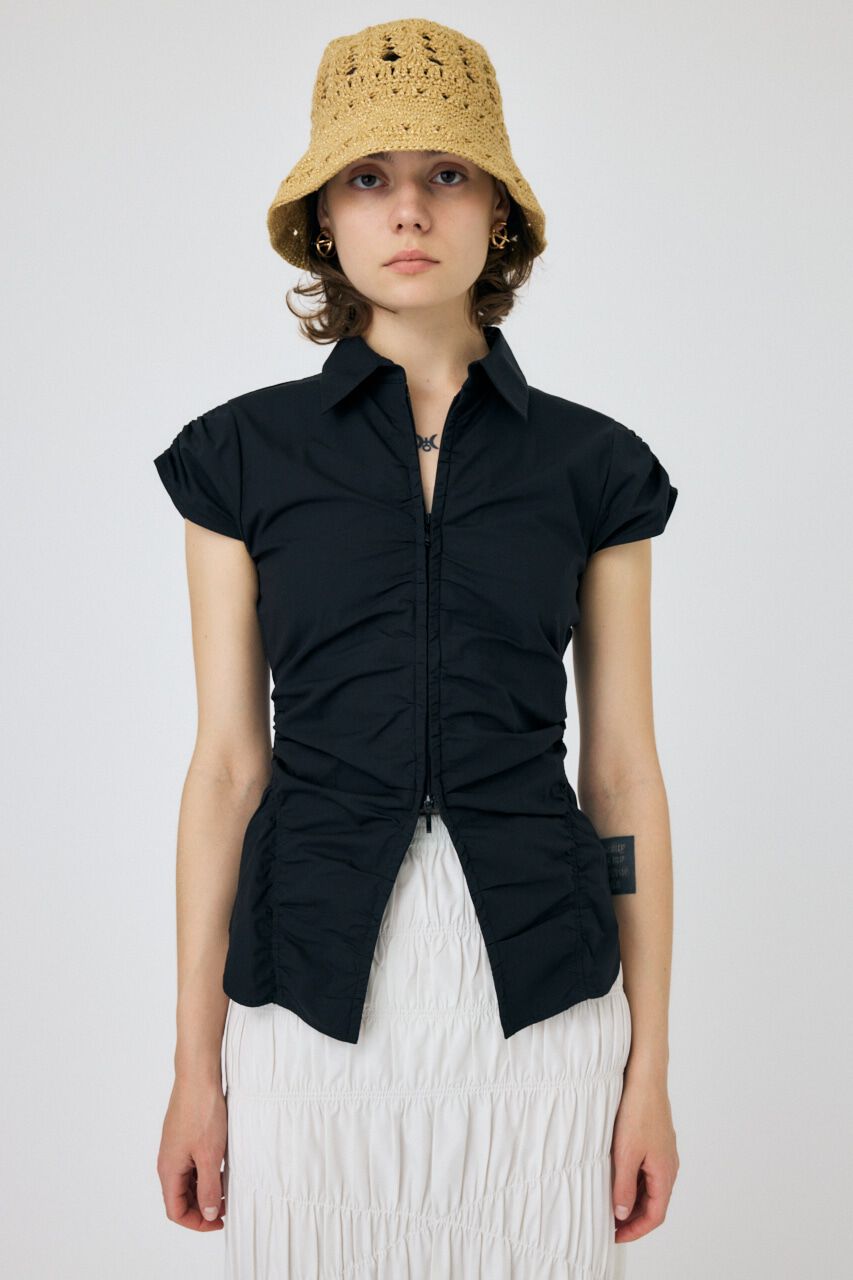 MOUSSY「ZIP UP CAP SLEEVE シャツ」|シャツ・ブラウス|