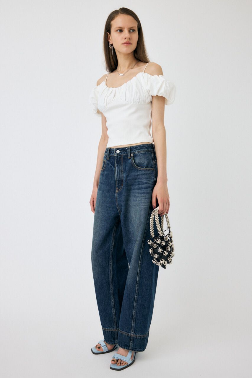 MOUSSY「OVER DYED CURVED バギー」|デニム|