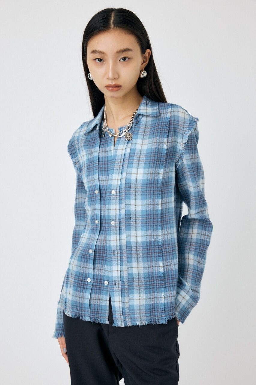 MOUSSY「DOUBLE FRONT TARTAN シャツ」|シャツ・ブラウス|BLU
