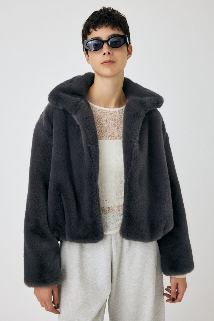 MOUSSY「FAUX FUR スタンドカラージャケット」|その他|GRY